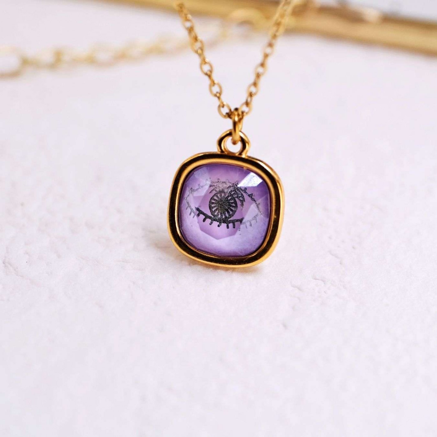 Handmade Necklace: Swarovski Crystal with Evil Eye Engraving — Necklaces from Toolittle — additional view 2