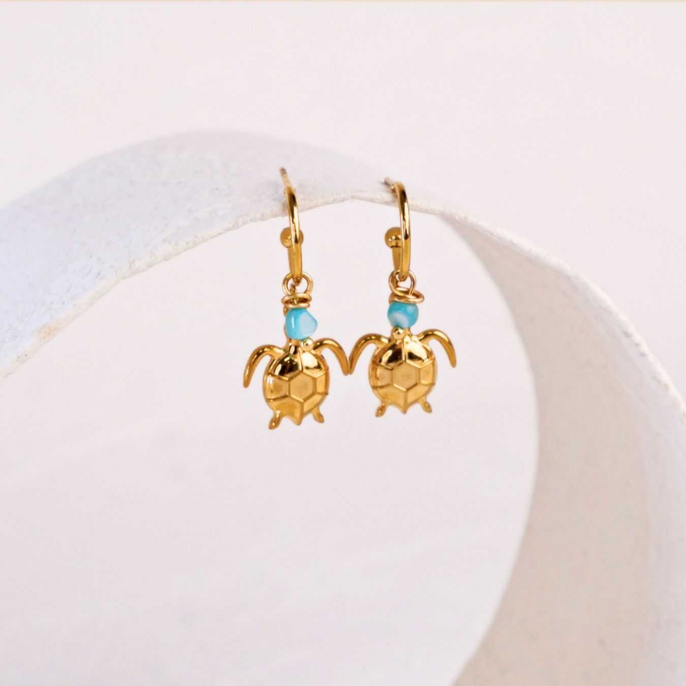 Stainless Steel Jewelry: Turtle Hoop Earrings — Earrings from Toolittle — additional view 3