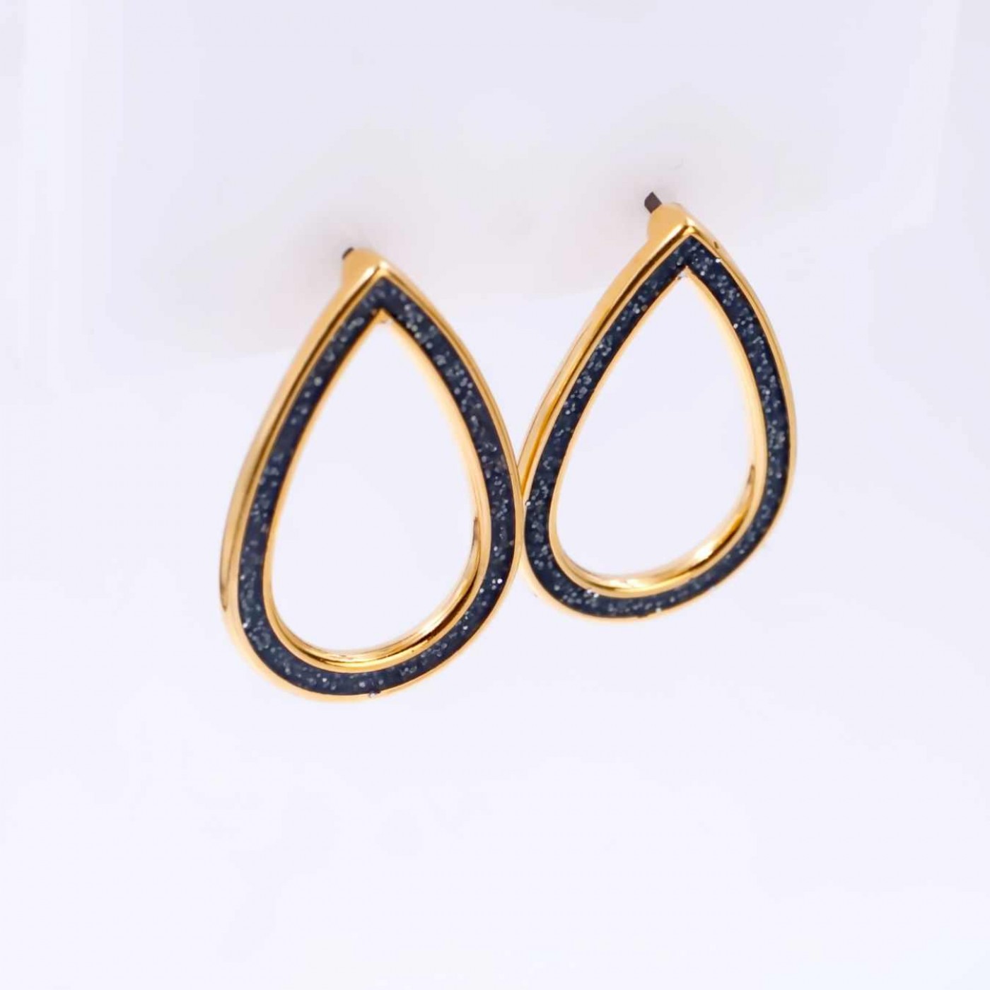 Teardrop Earrings - Gold Plated with Glittered Enamel