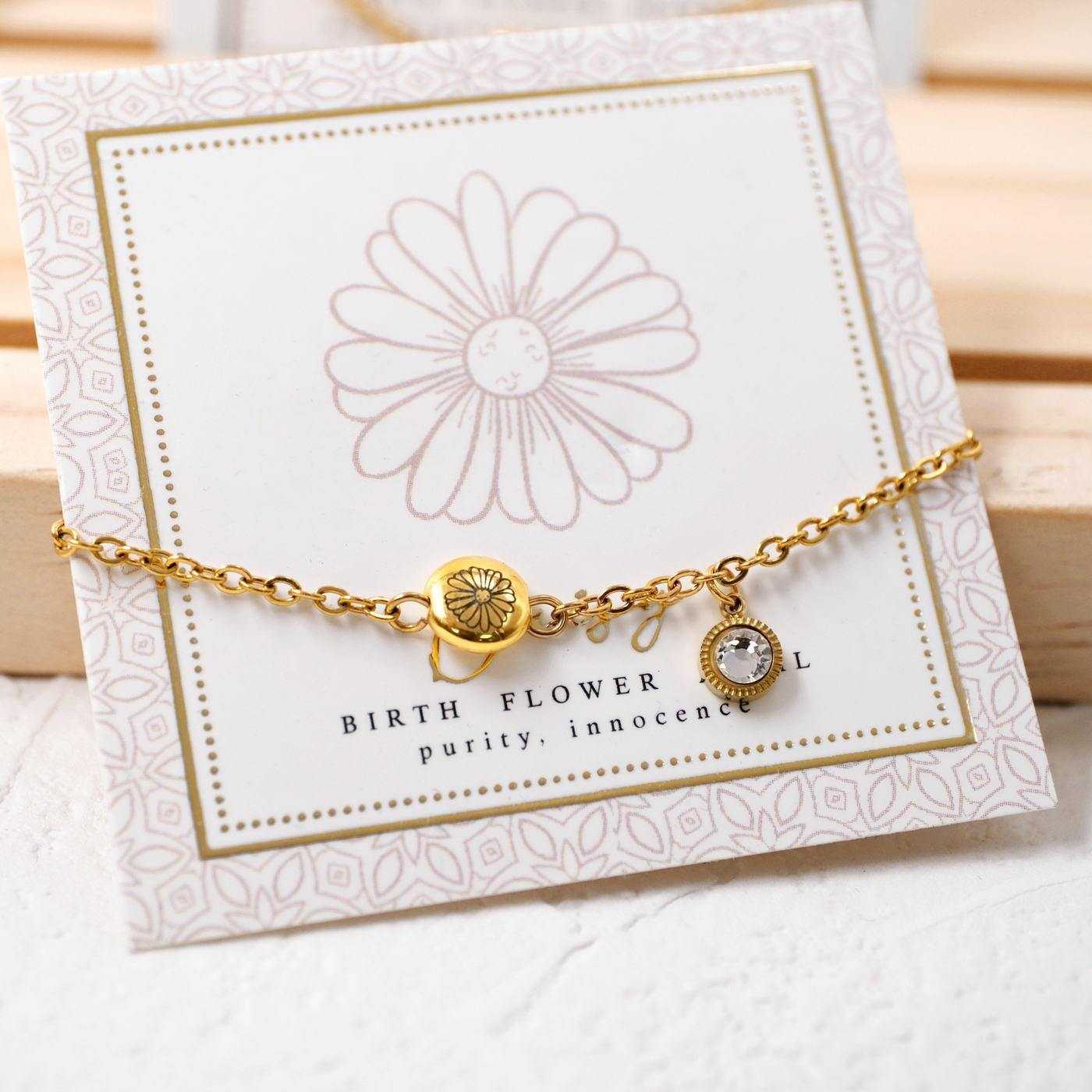 Bracelet with Birth Flower - April