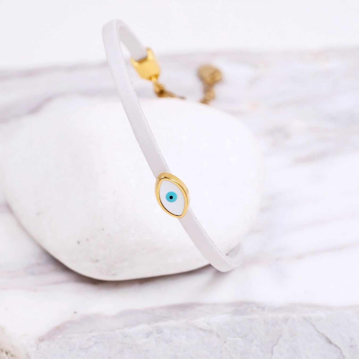 Women's Leather Bracelet | Enamelled Evil Eye — Bracelets from Toolittle — additional view 3