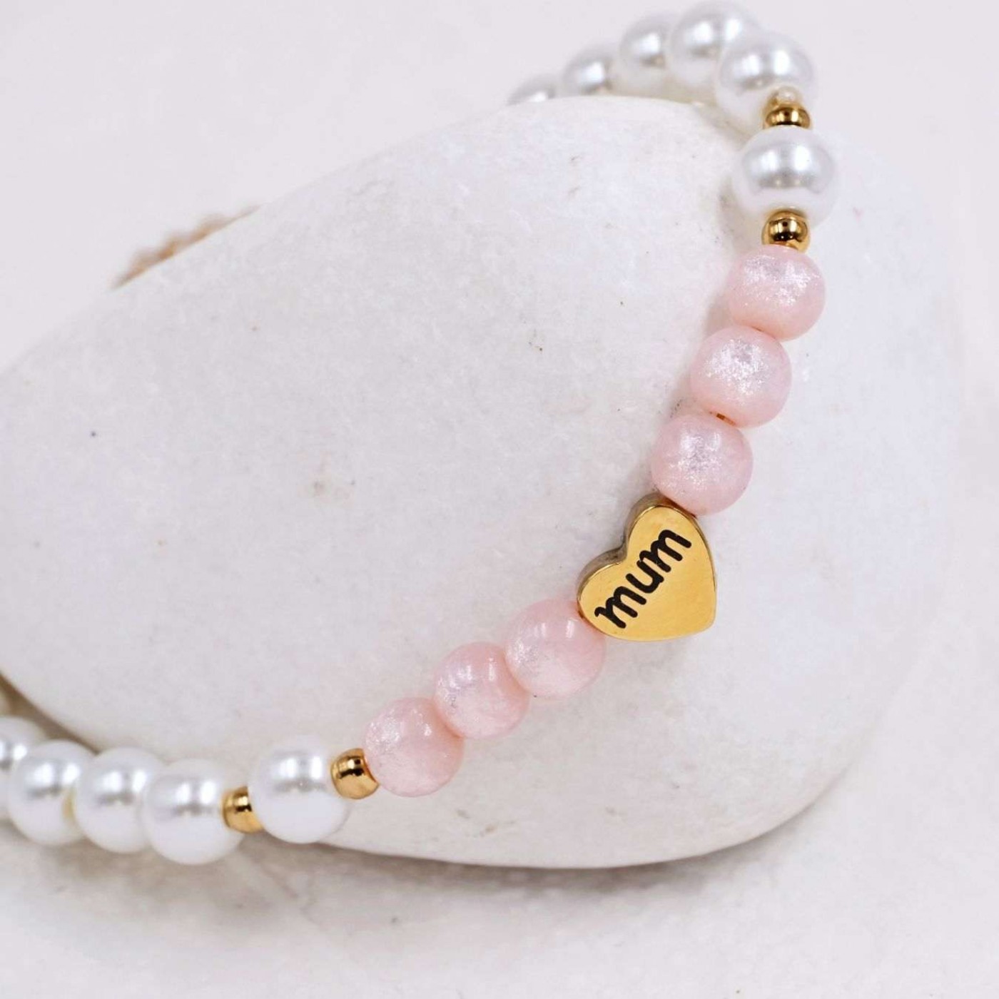 Mum Heart Bracelet | Stainless Steel & Pearls — Bracelets from Toolittle — additional view 3