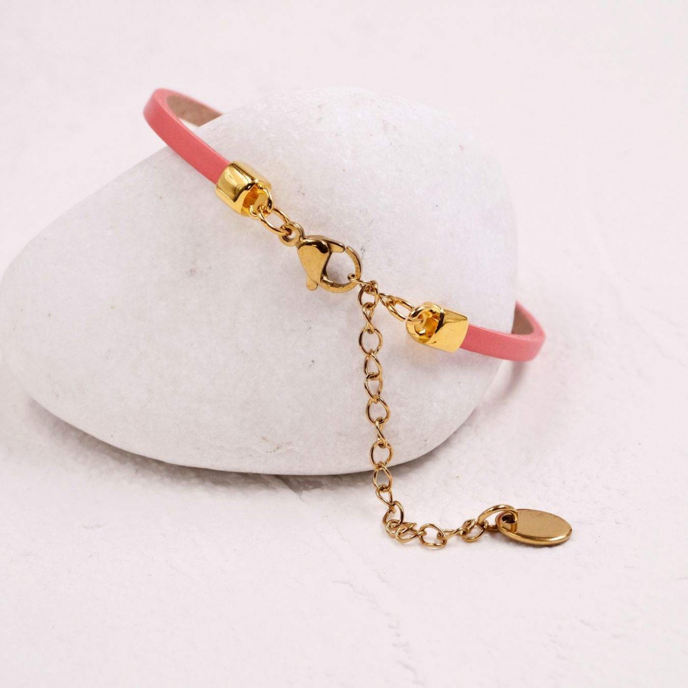 Leather Bracelet | Crystals & Metal Sea Shell- Coral — Bracelets from Toolittle — additional view 2