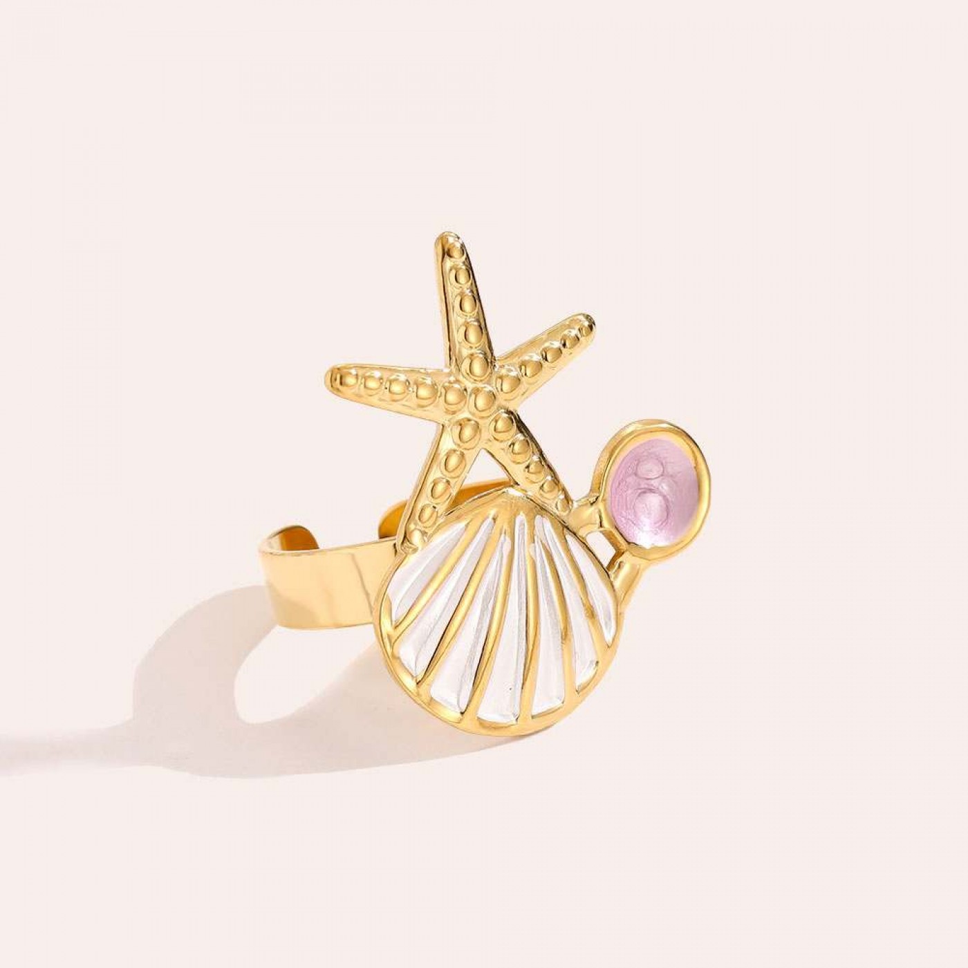 Gold-Plated Ring - Starfish & Enamelled Sea Shell — Rings from Toolittle — additional view 2