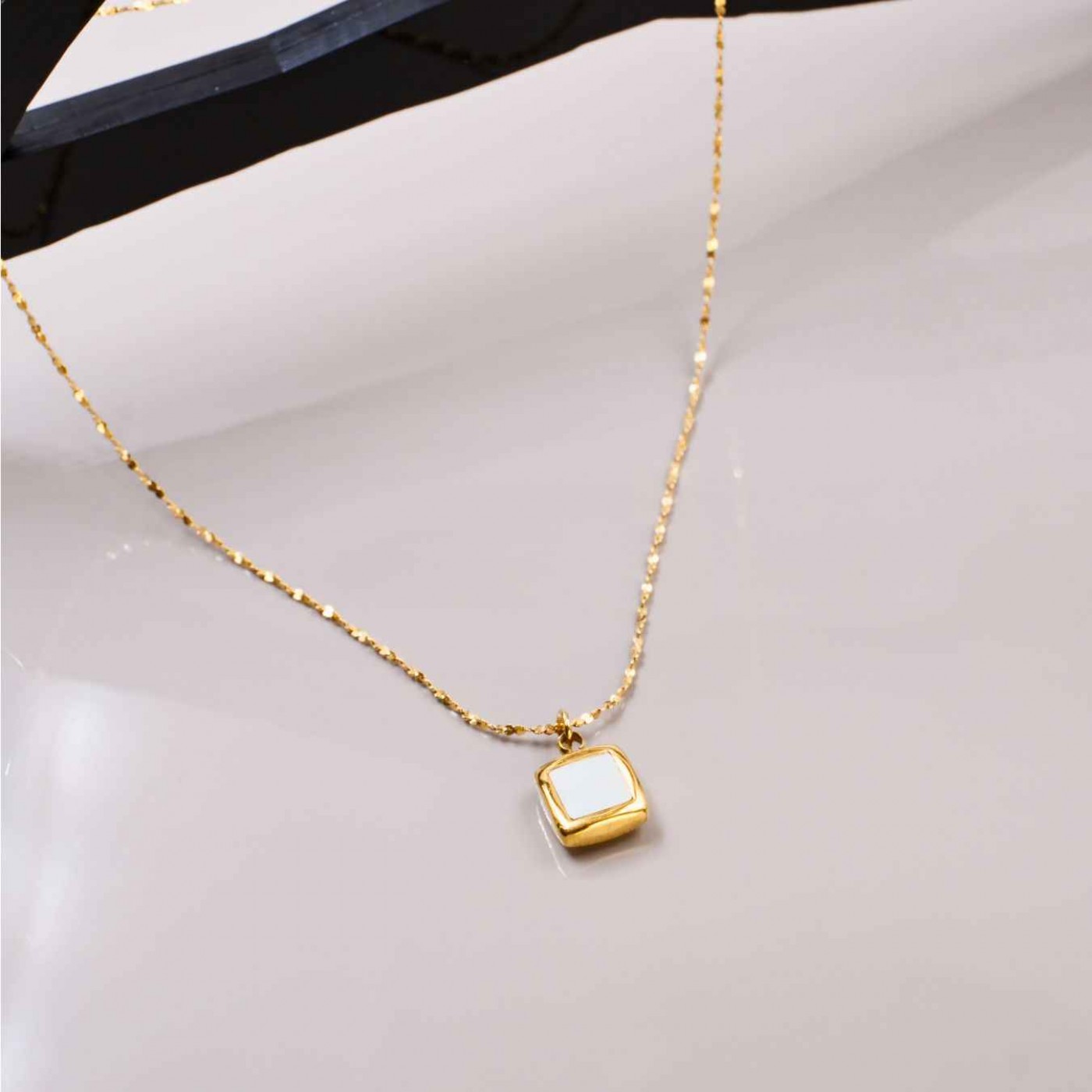 Gold-plated Necklace - Stainless Steel & Mother of Pearl — Necklaces from Toolittle — additional view 4