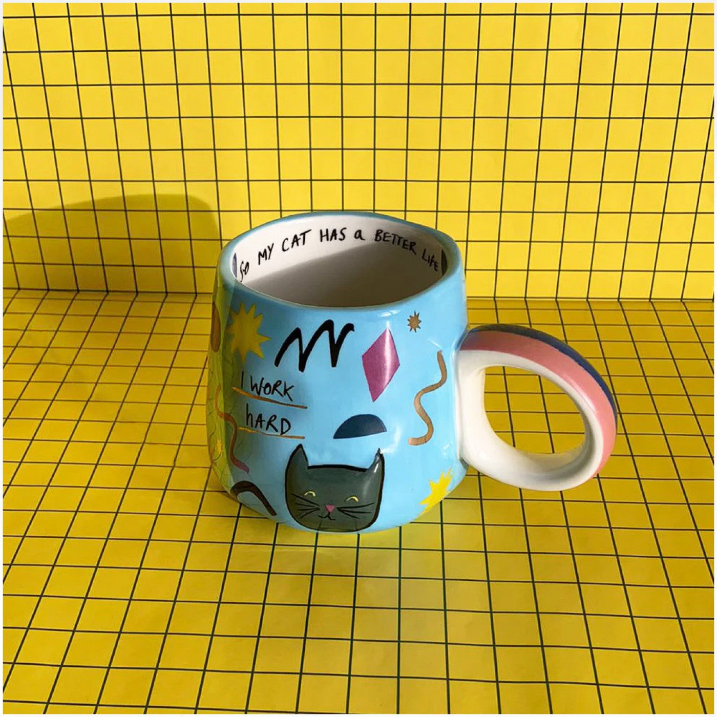 "I Work Hard" Cat Cup — Ceramics & pottery from Toolittle — additional view 3