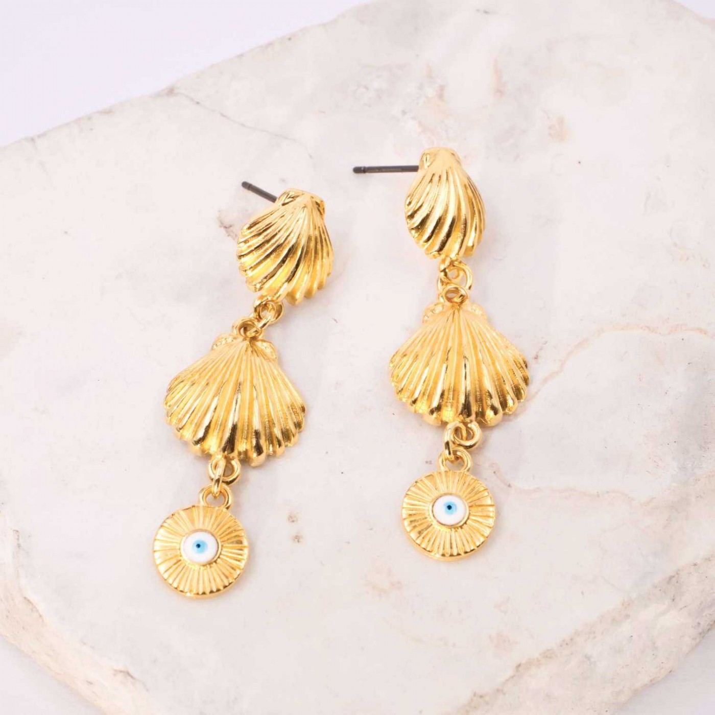 Gold-plated Sea Shell Earrings — Earrings from Toolittle — additional view 3