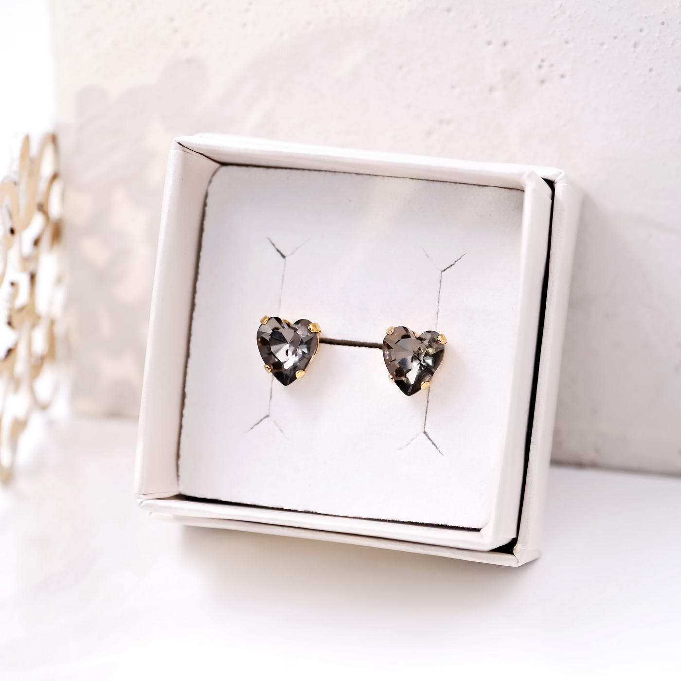 Stud earrings "Precious Heart" with Austrian crystals — Earrings from Toolittle — additional view 2