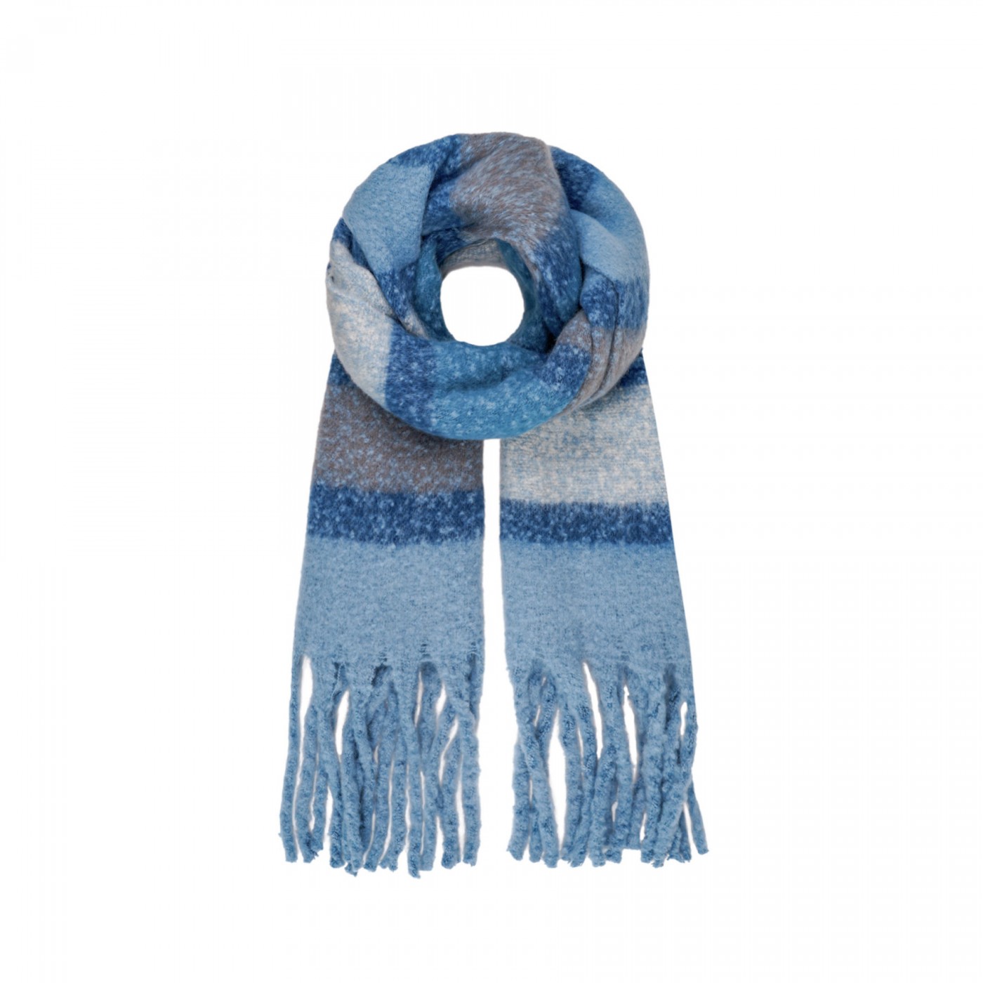 Winter scarf with fringe Sky blue
