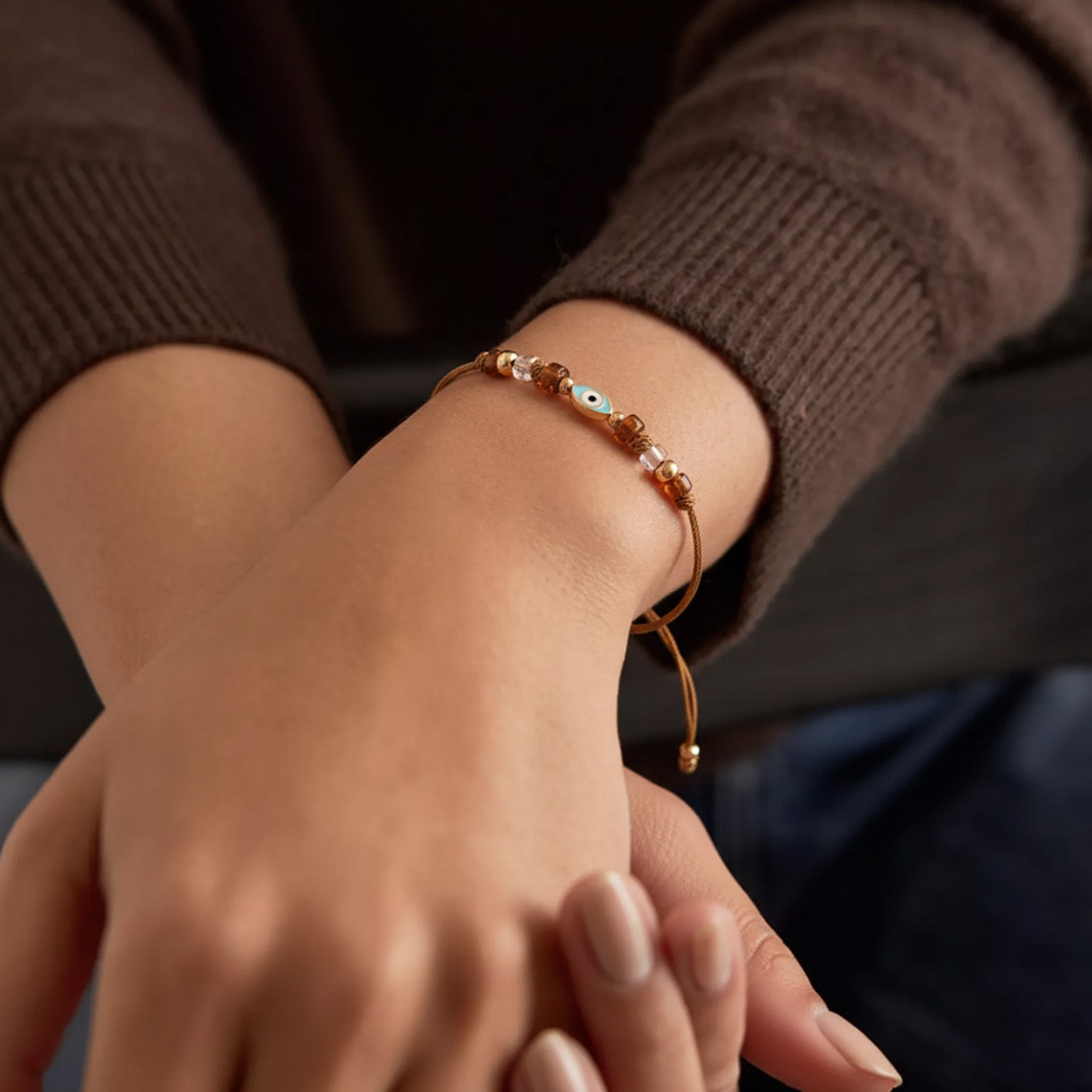 Evil Eye Bracelet – Rose Gold 24K & Enamel
