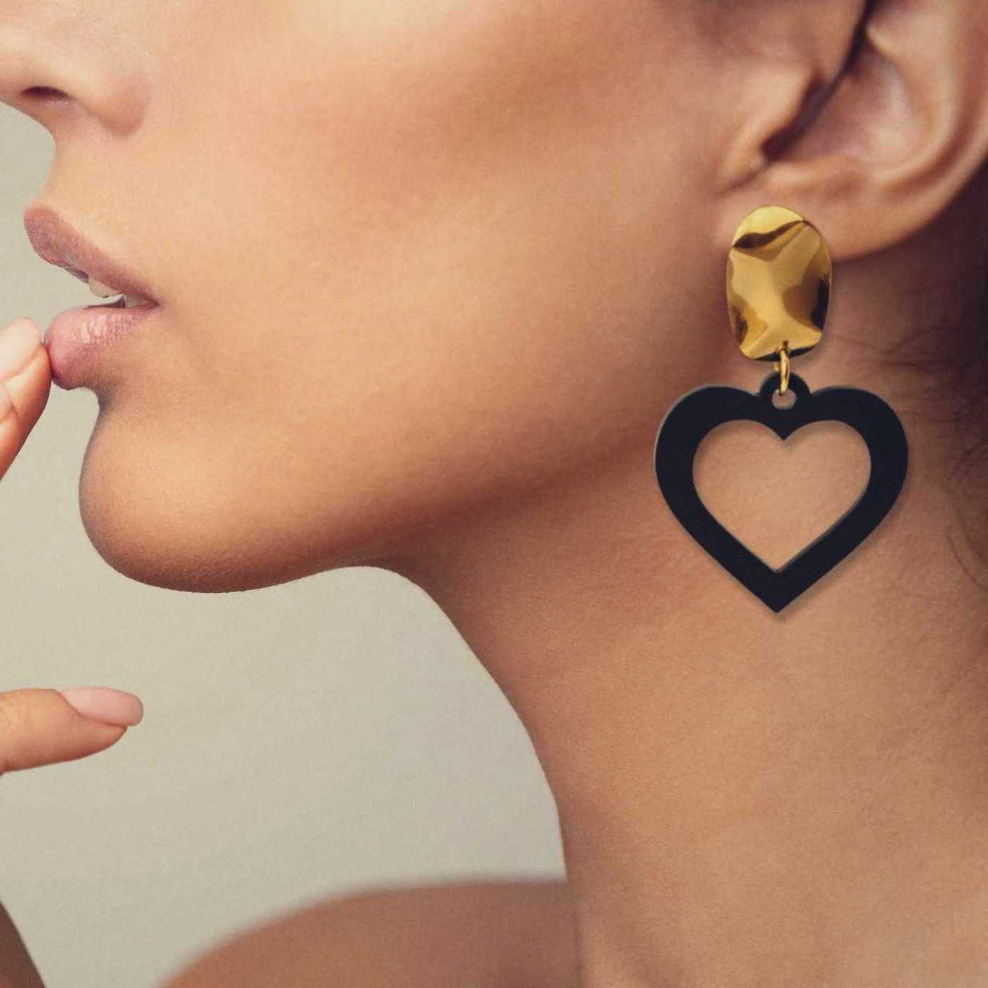 Plexiglass Heart Inox Earrings