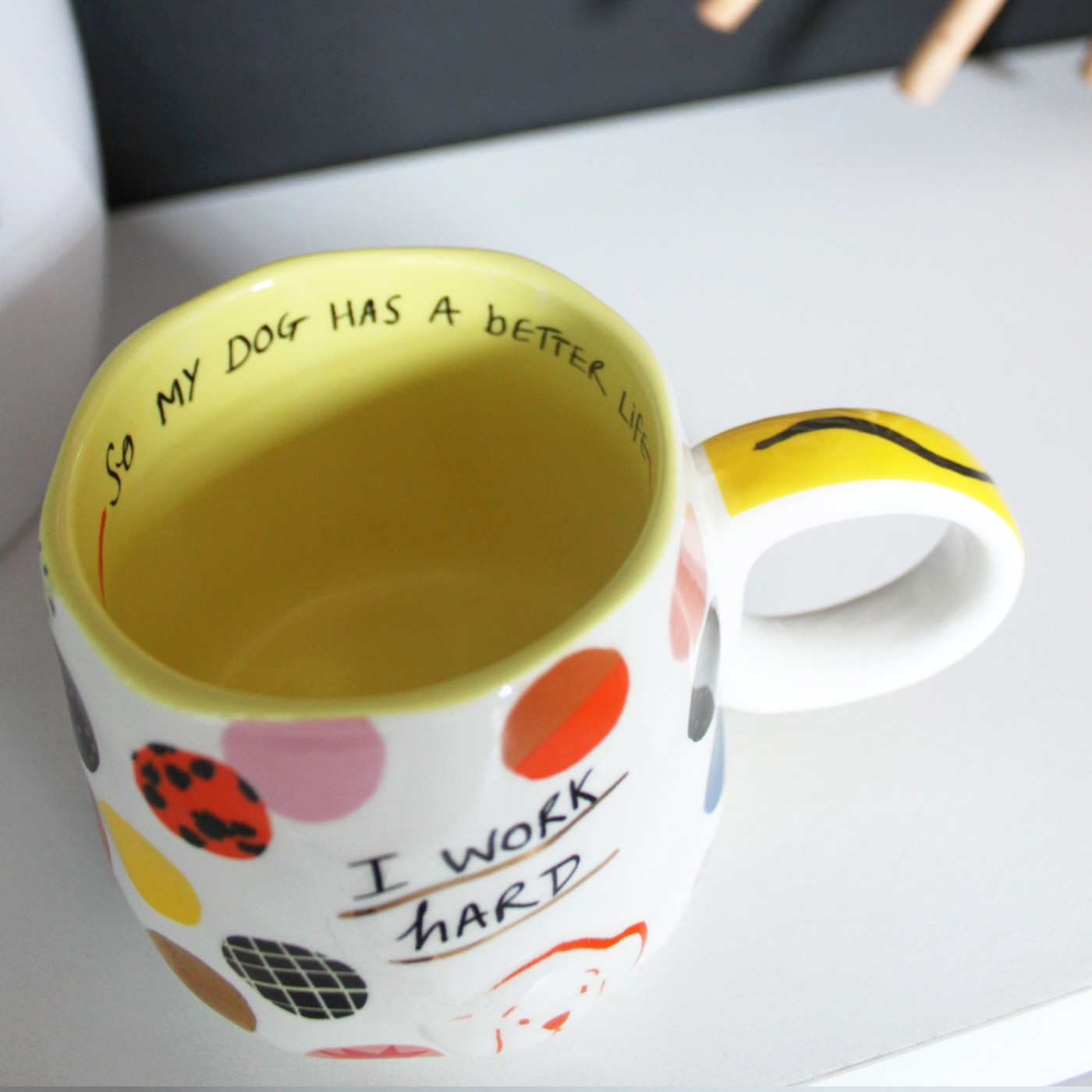 "I Work Hard" Dog Cup — Ceramics & pottery from Toolittle — additional view 2