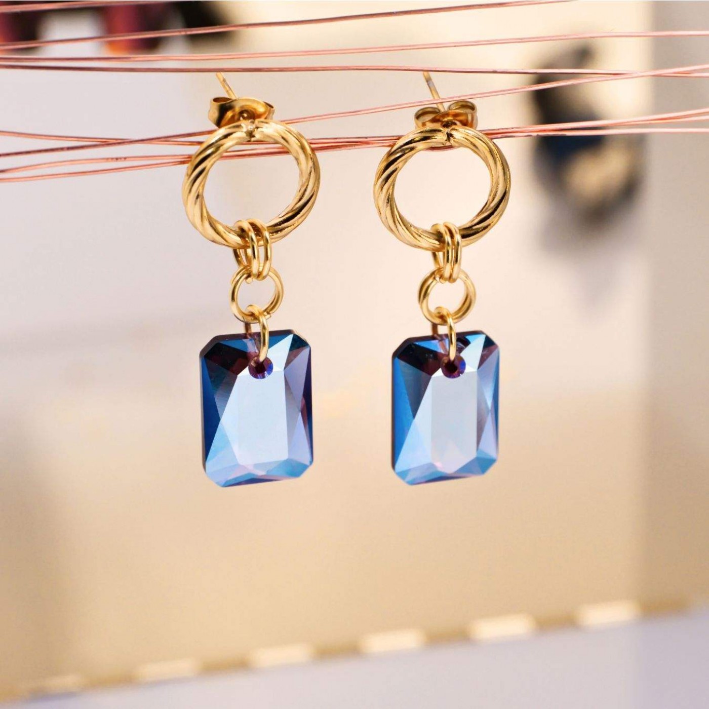 Crystal Collection: Gold-Plated Dangle Earrings — Earrings from Toolittle — additional view 4