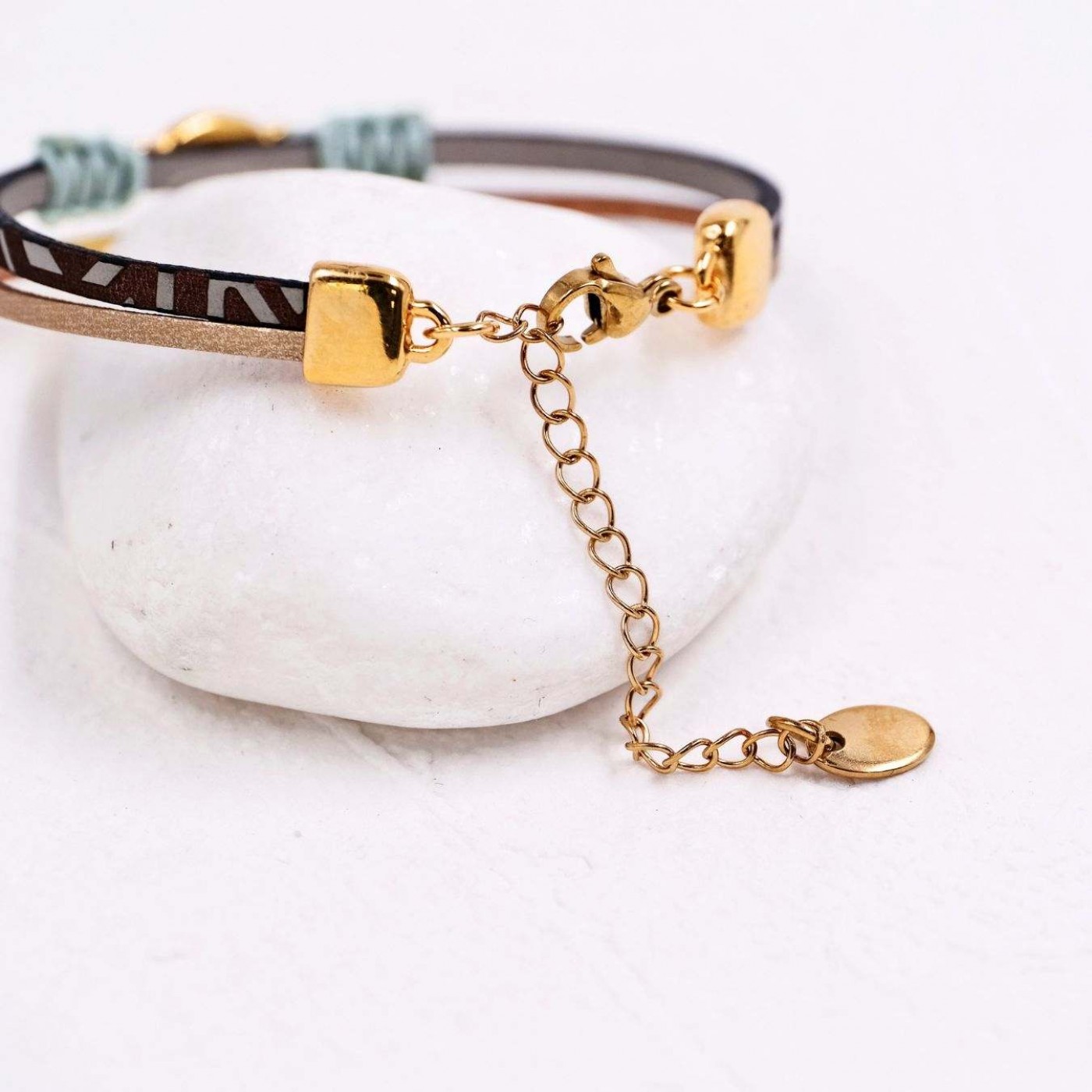 Engraved Leather Bracelet | Enamelled Glitter Evil Eye — Bracelets from Toolittle — additional view 2
