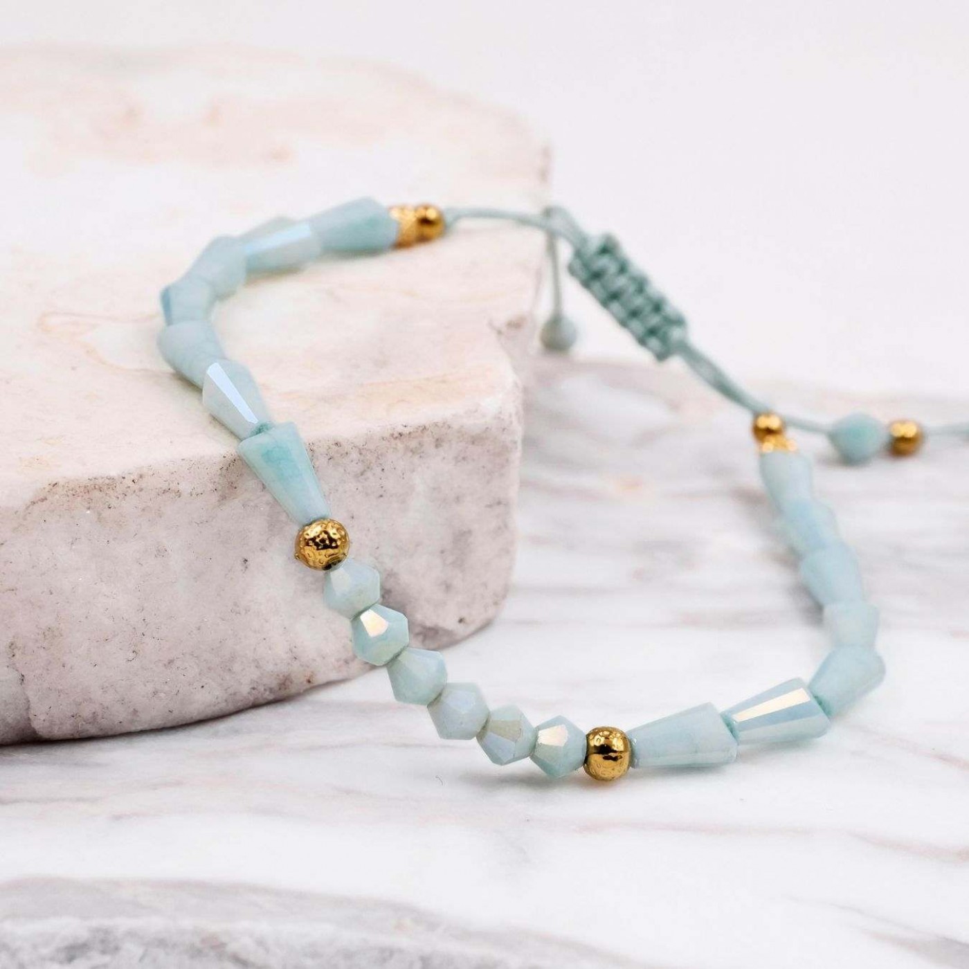 Macramé Bracelet with Crystals & Semiprecious Stones | Jade — Bracelets from Toolittle — additional view 5