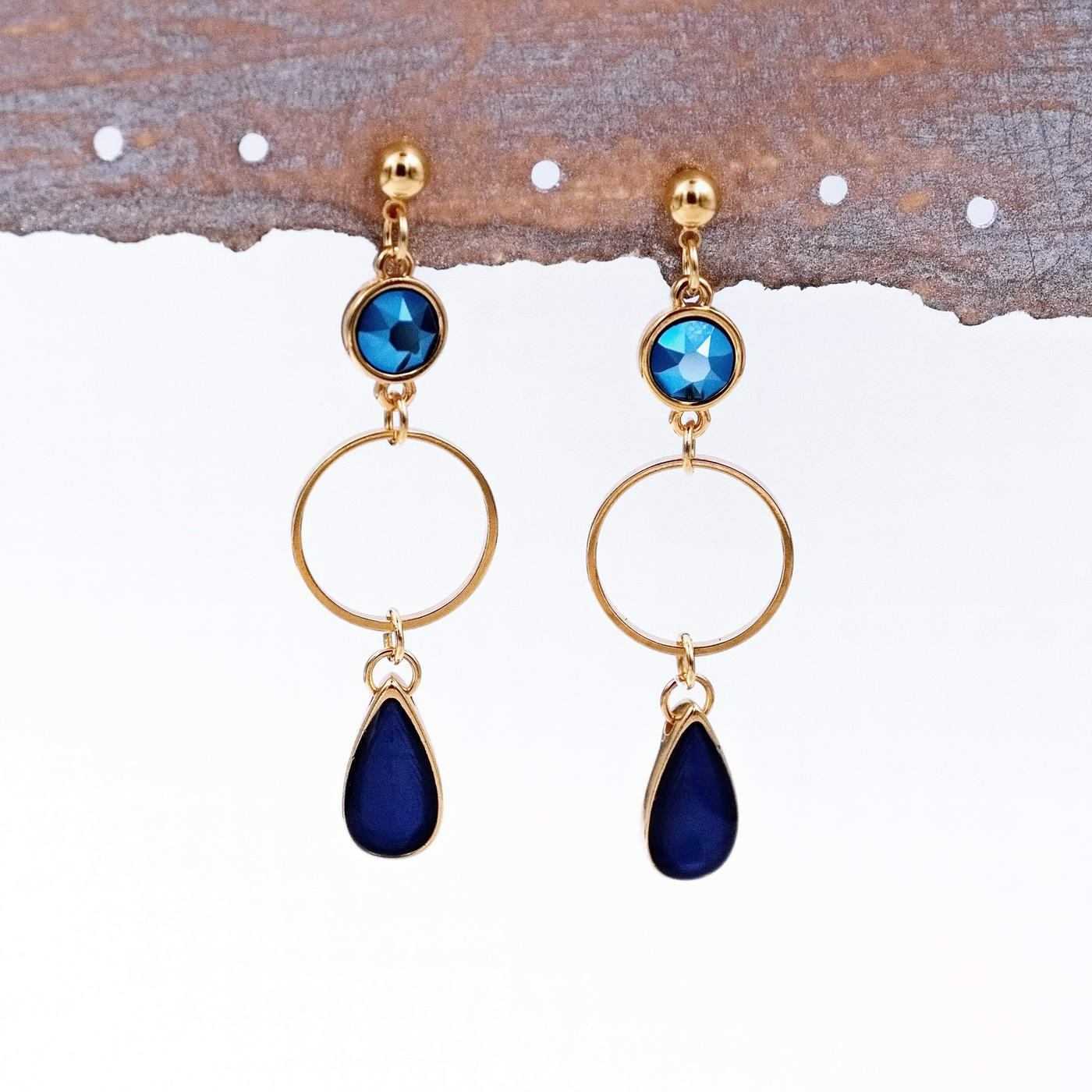 Earrings with crystals and vitraux drops — Earrings from Toolittle — additional view 4