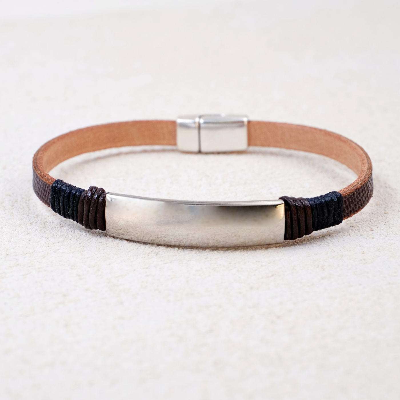 Name Tag Leather Men's Bracelet — Bracelets from Toolittle — additional view 2