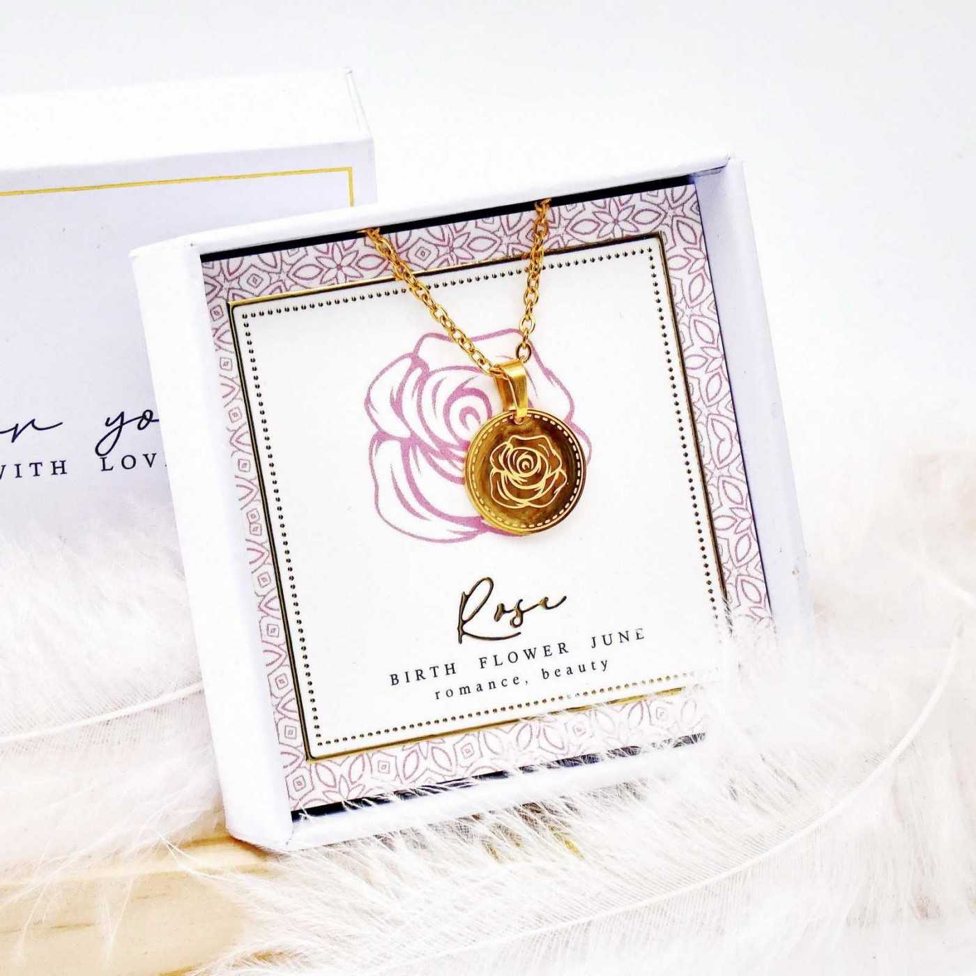 Birth Flower Necklace- Rose for June — Necklaces from Toolittle — additional view 2