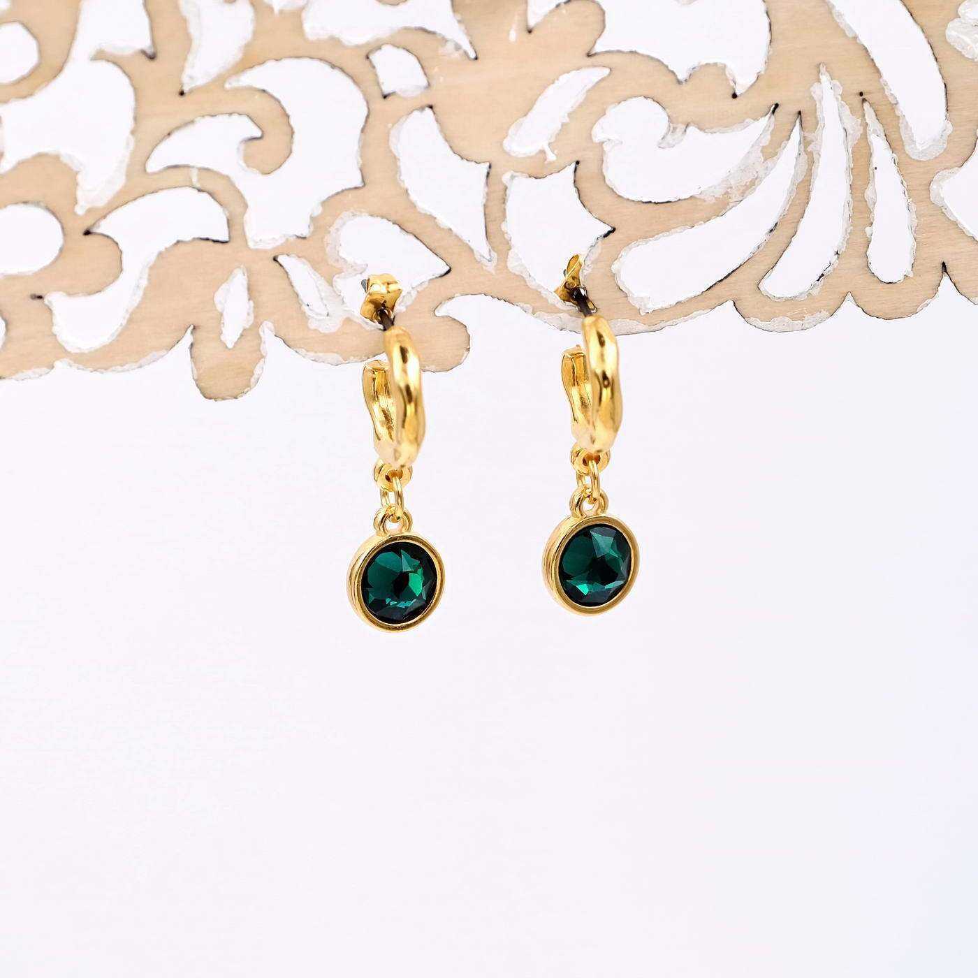Gold-plated hoop earrings with crystals — Earrings from Toolittle — additional view 5