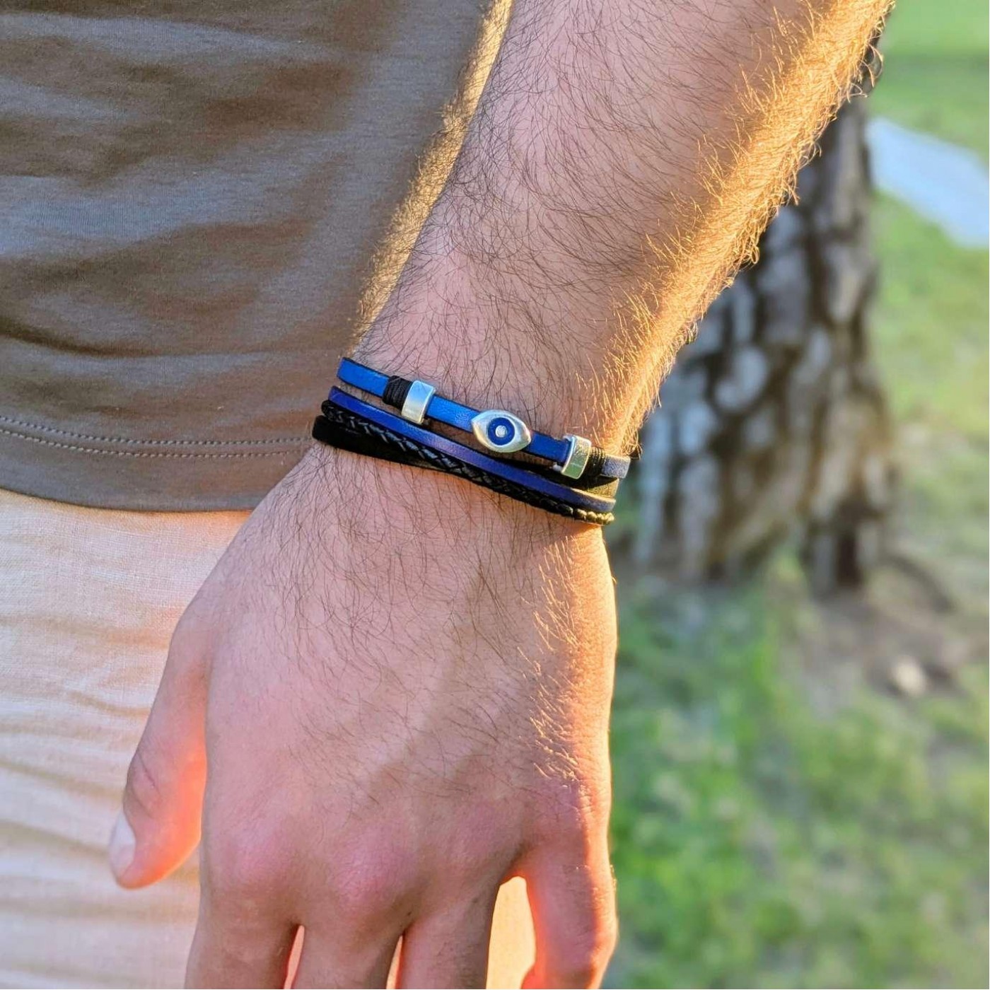 Evil Eye Leather Men's Bracelet — Bracelets from Toolittle — additional view 5