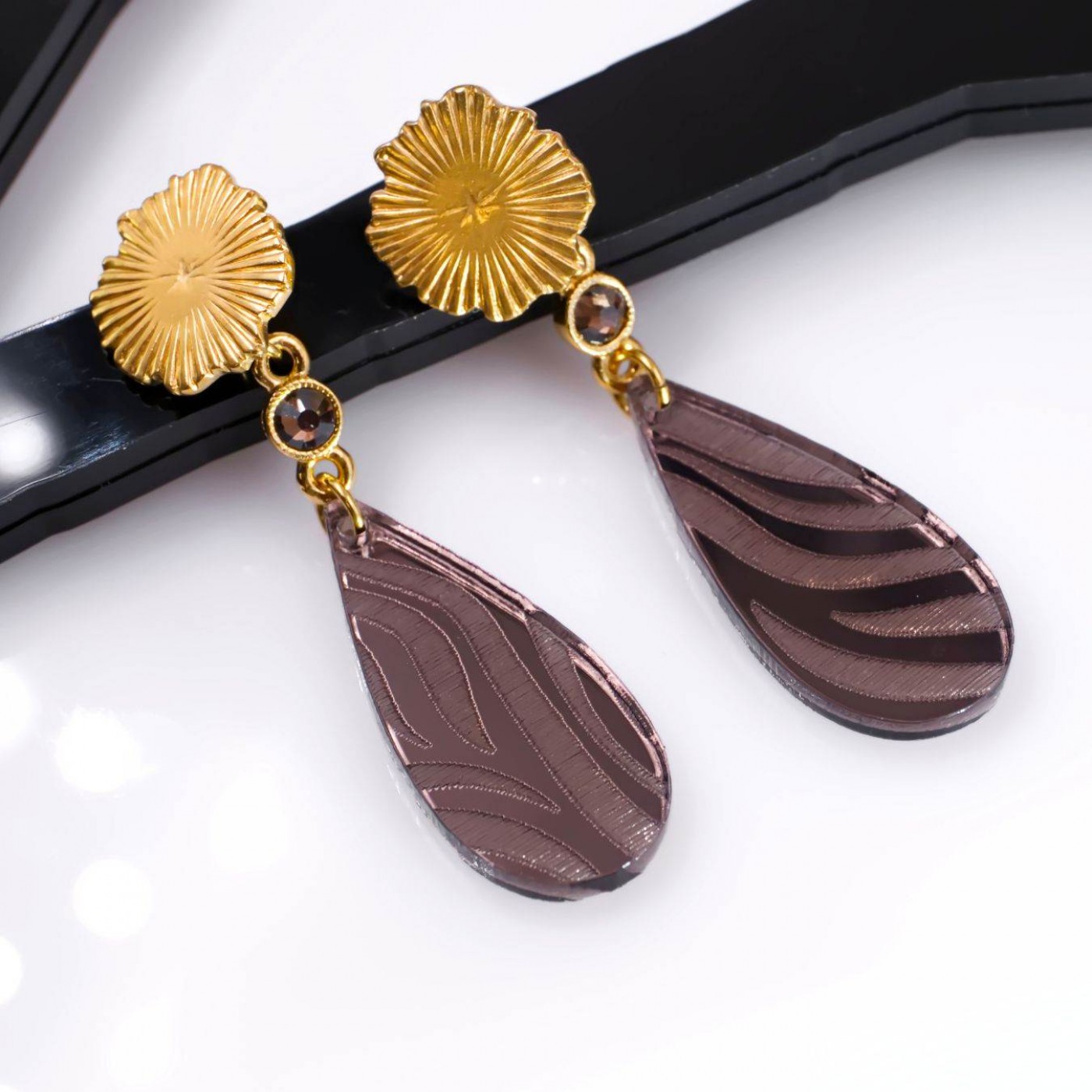 Steel Dangle Earrings - Animal Print & Enamel — Earrings from Toolittle — additional view 2