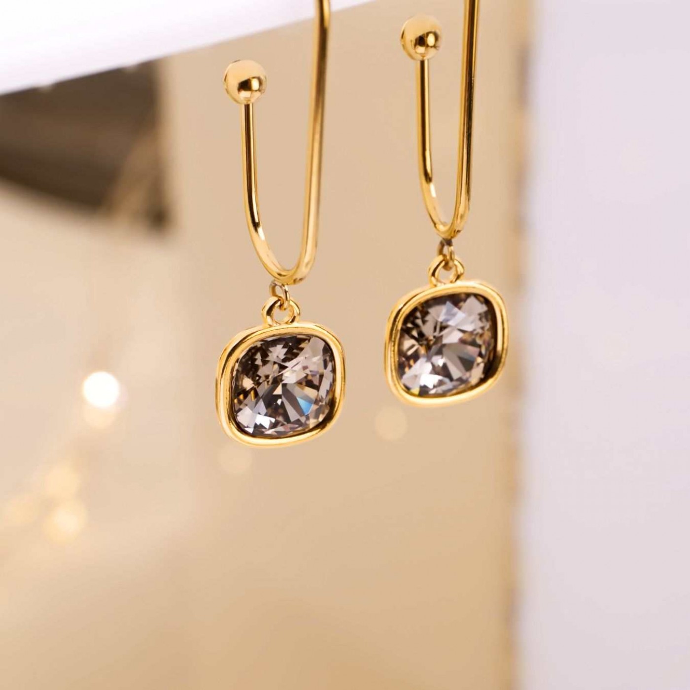 Crystal Collection: Gold-Plated Dangle Earrings — Earrings from Toolittle — additional view 3