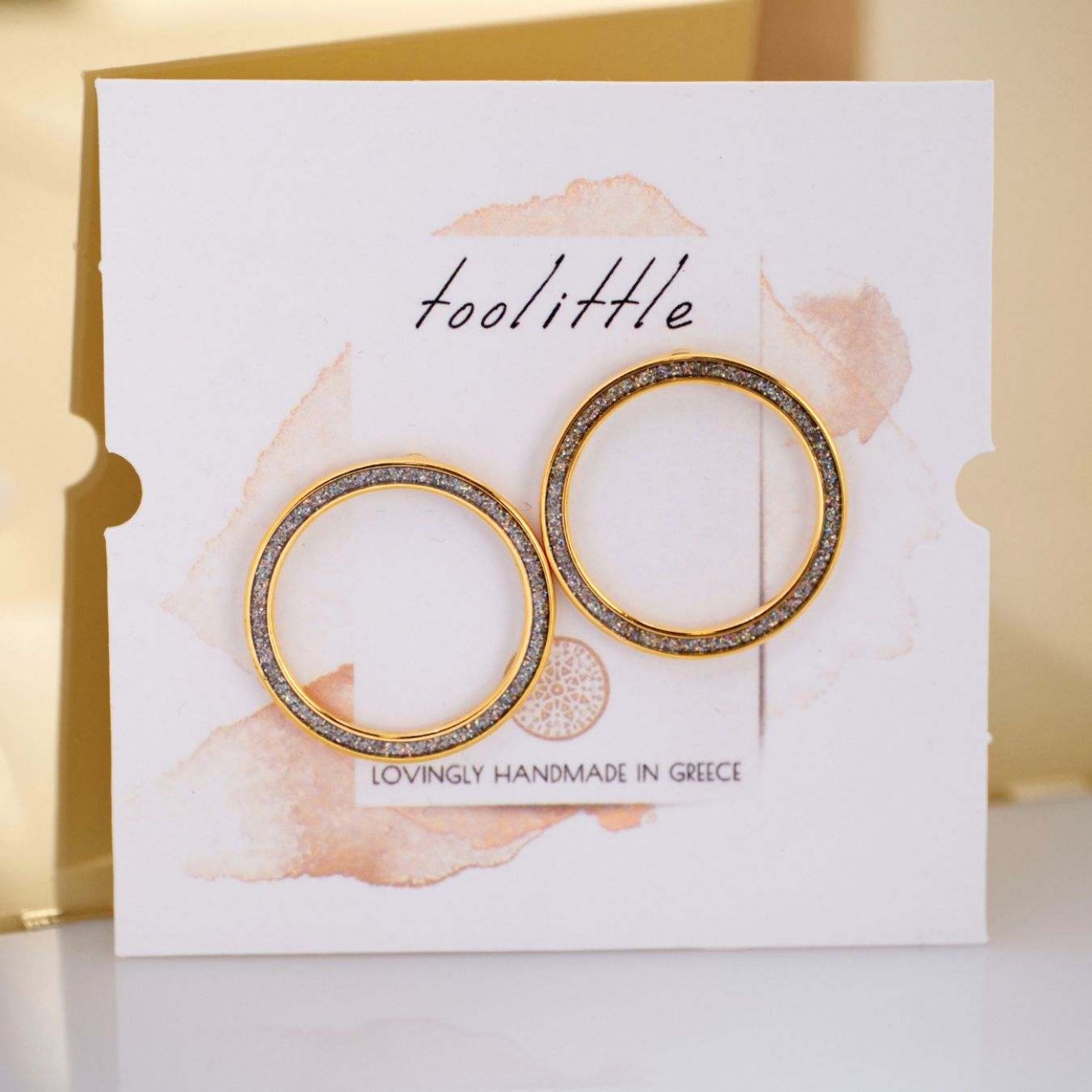 Gold-plated Earrings with Glittered Enamel — Earrings from Toolittle — additional view 2