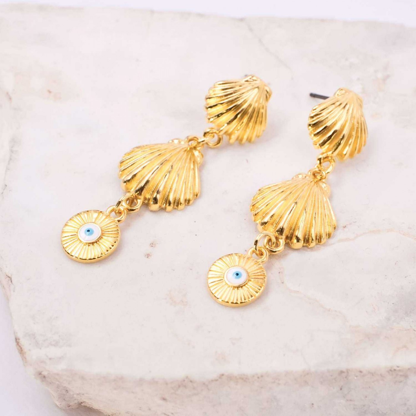 Gold-plated Sea Shell Earrings — Earrings from Toolittle — additional view 2