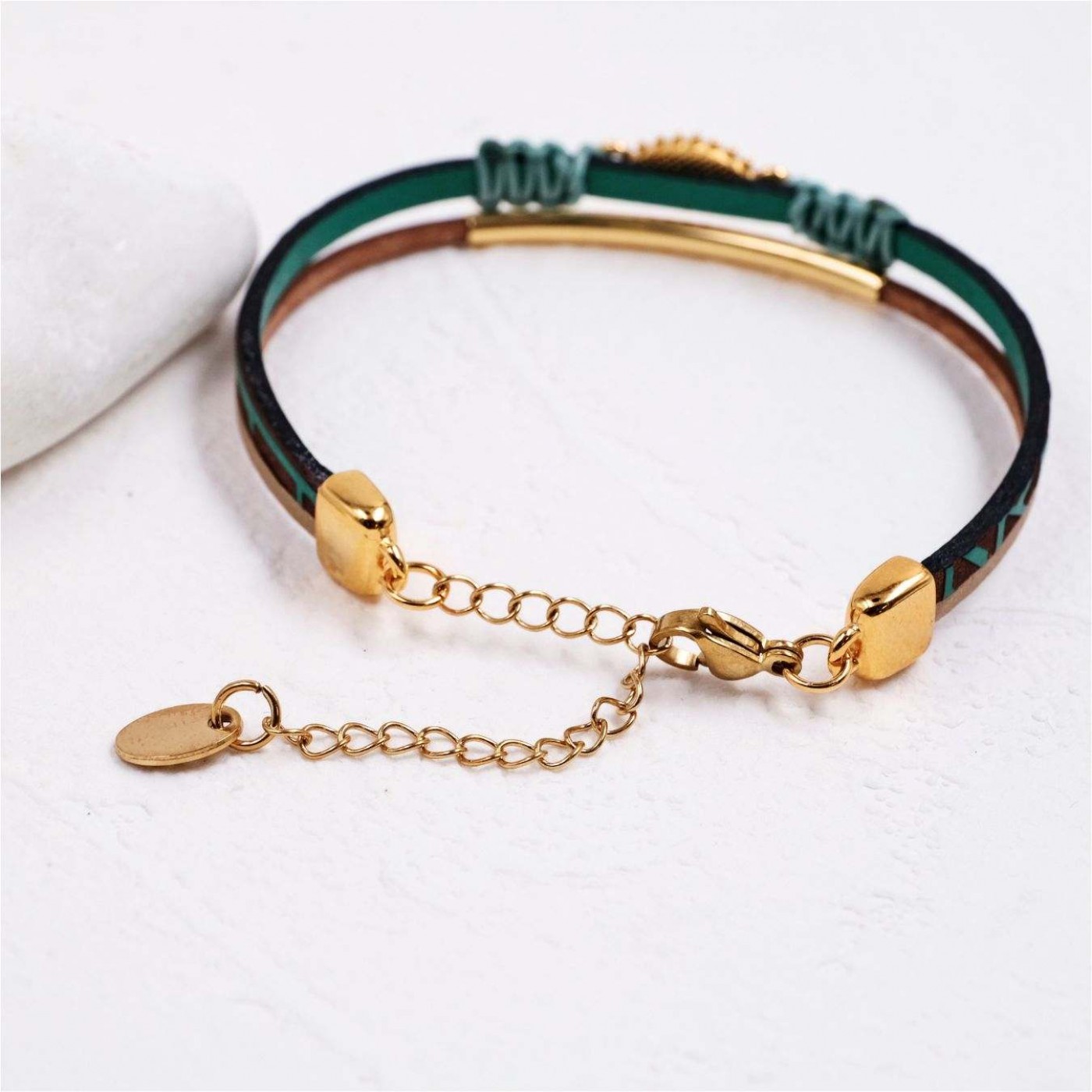 Engraved Leather Bracelet | Enamelled Evil Eye — Bracelets from Toolittle — additional view 3