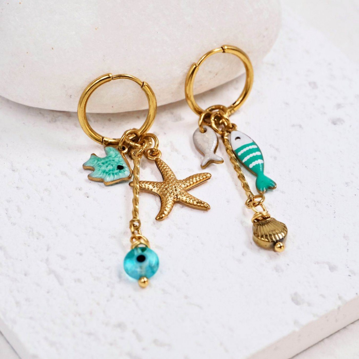 Stainless Steel Hoops | Sea Life Earrings — Earrings from Toolittle — additional view 3