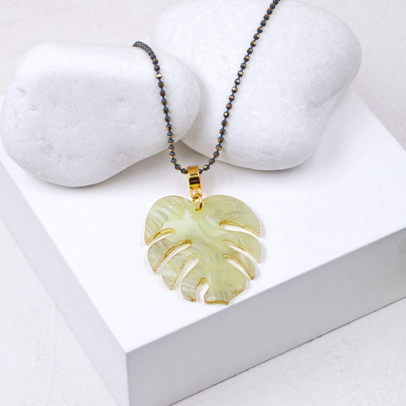 Toolittle Long Necklace - Resin Leaf Green — Necklaces from Toolittle — additional view 3