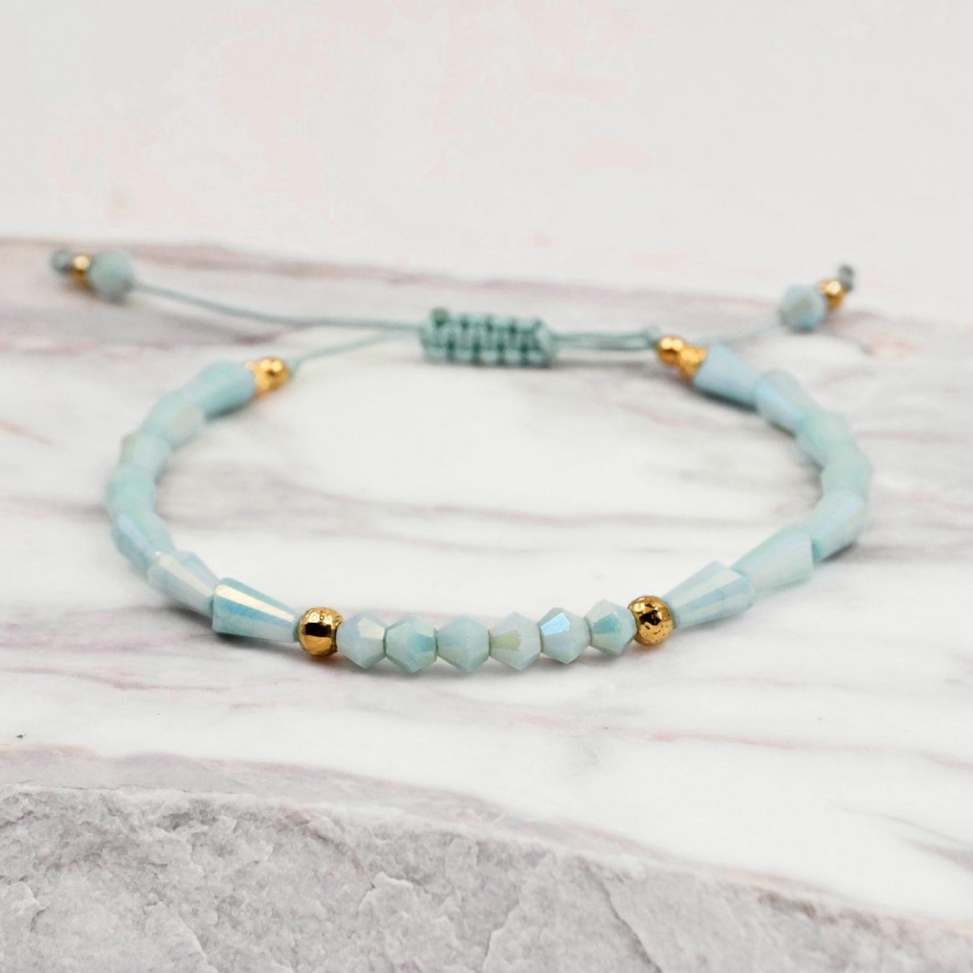 Macramé Bracelet with Crystals & Semiprecious Stones | Jade — Bracelets from Toolittle — additional view 3
