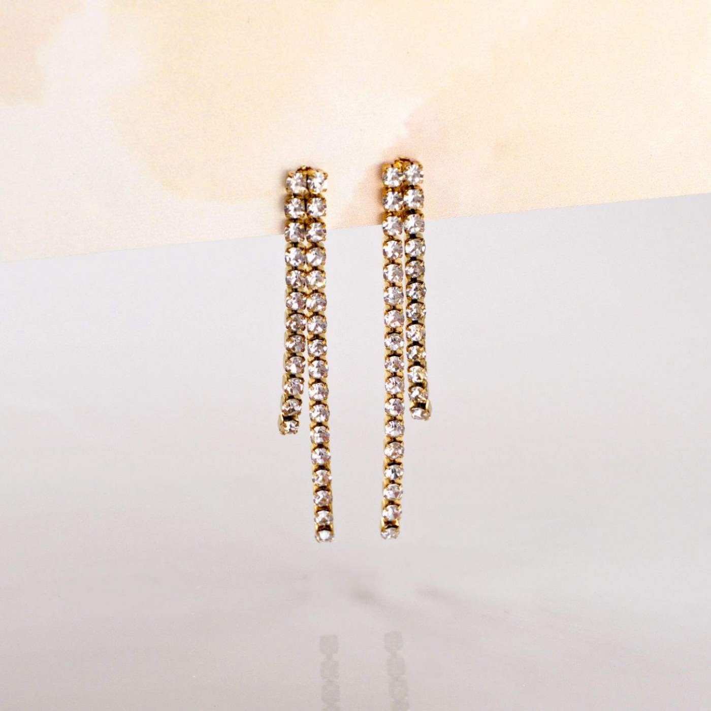Rhinestones Steel Dangle Earrings — Earrings from Toolittle — additional view 2