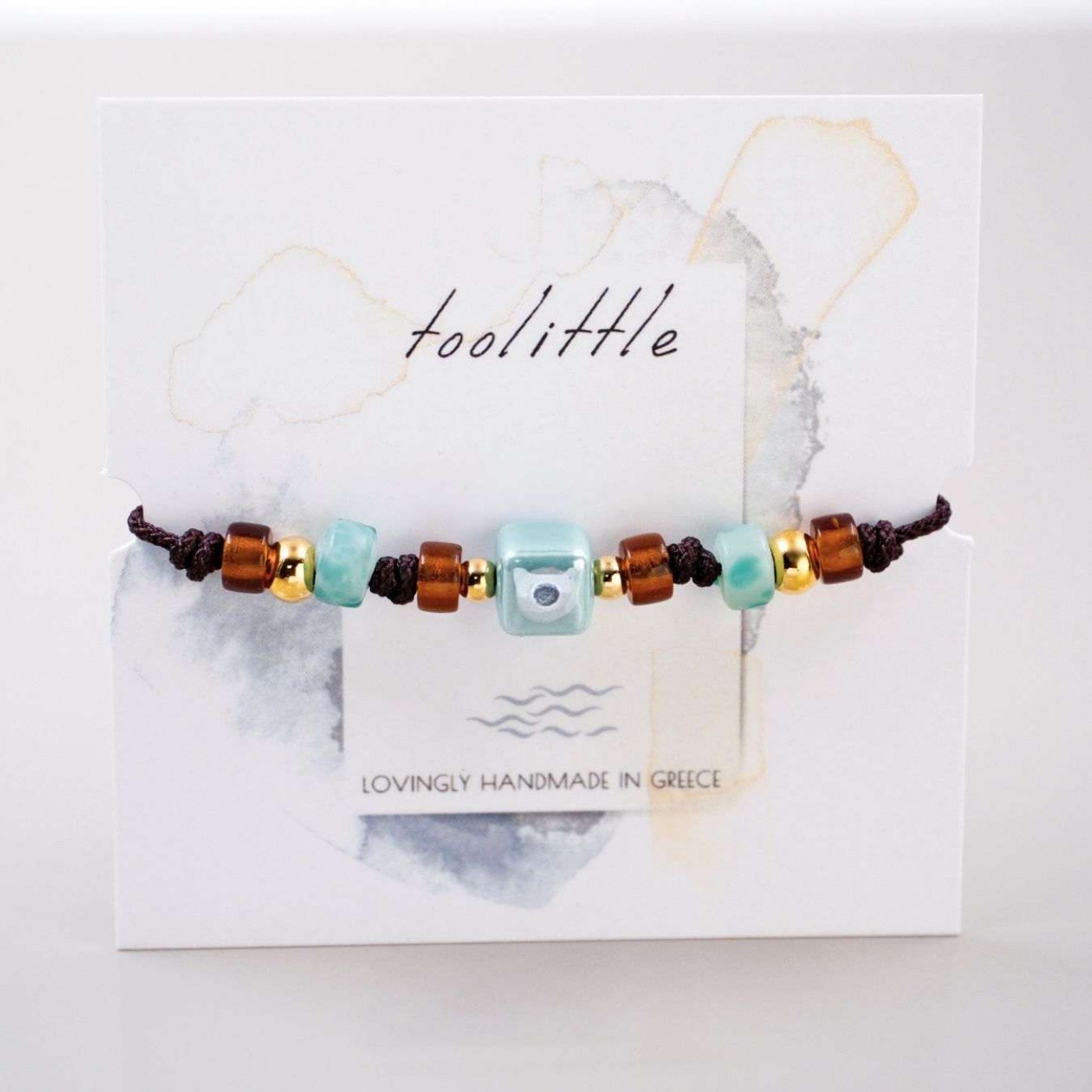 Macrame Bracelet with Ceramic Evil Eye — Bracelets from Toolittle — additional view 2