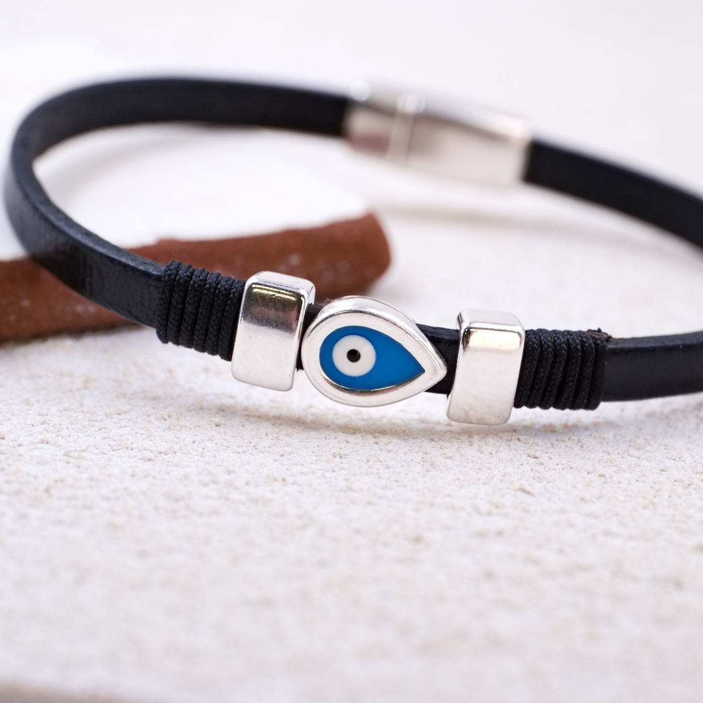 Evil Eye Leather Men's Bracelet