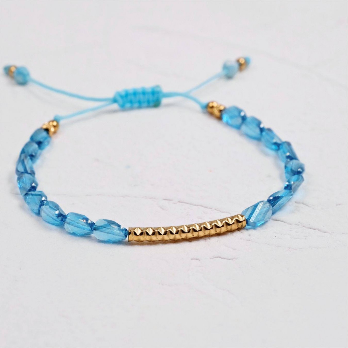 Macramé Bracelet with Crystals & Semiprecious Stones | Turquoise — Bracelets from Toolittle — additional view 4
