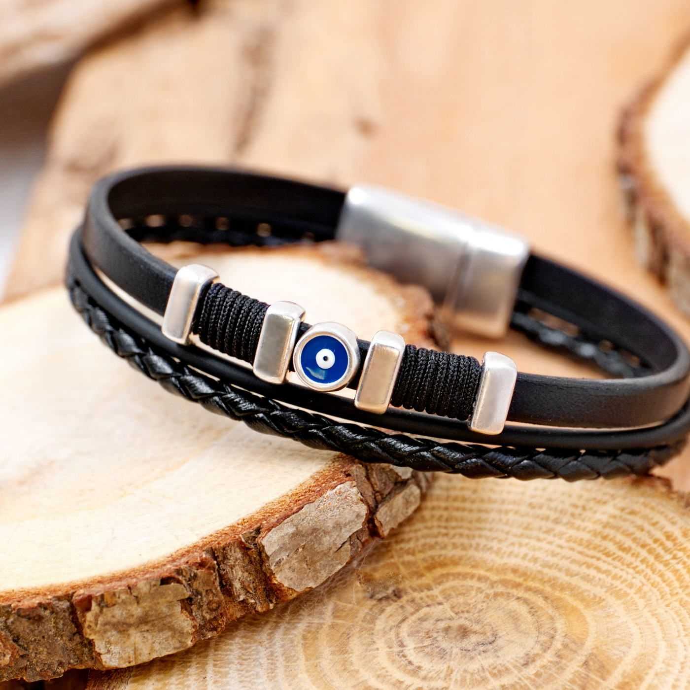 Evil Eye Leather Men's Bracelet — Bracelets from Toolittle — additional view 5