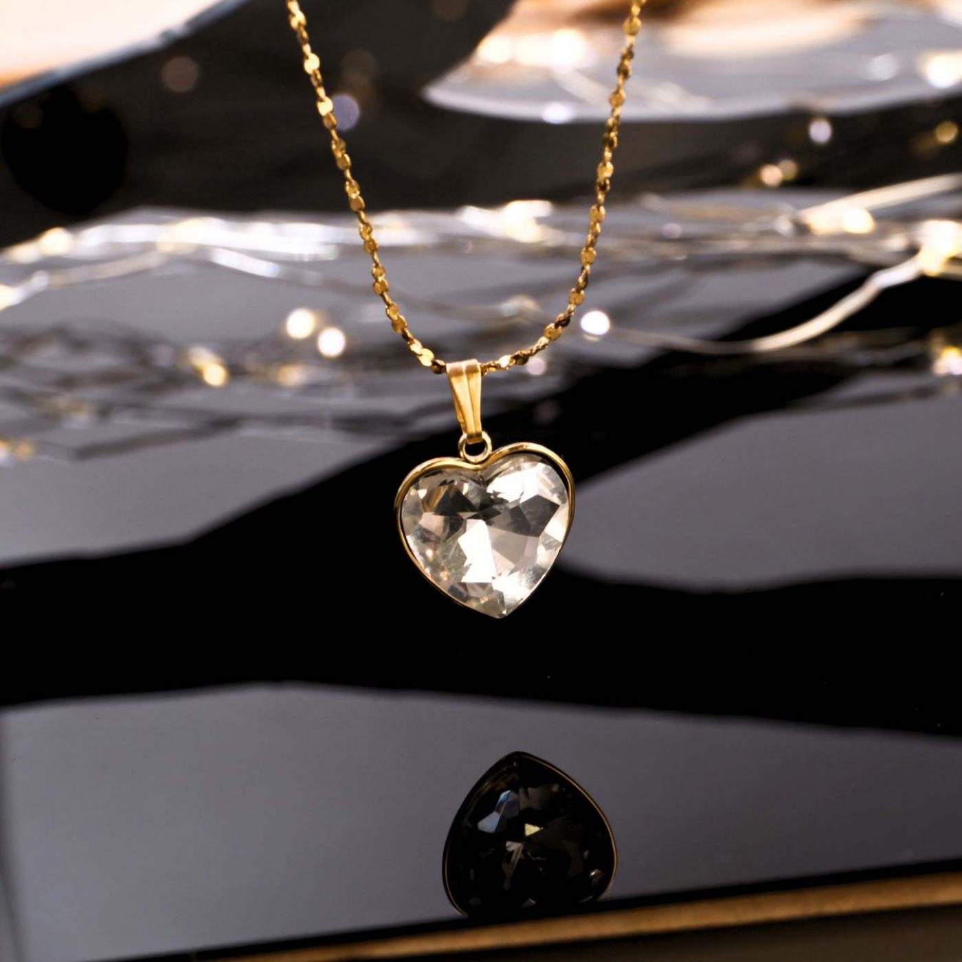 Stainless Steel Necklace - Crystal Heart — Necklaces from Toolittle — additional view 2
