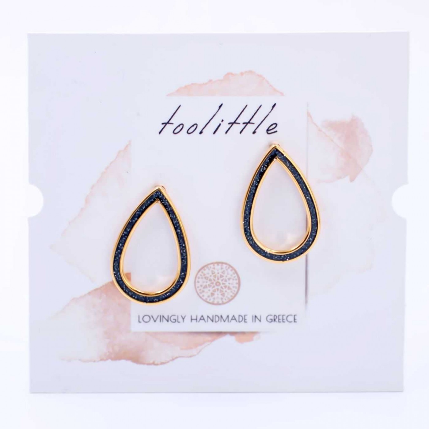 Teardrop Earrings - Gold Plated with Glittered Enamel — Earrings from Toolittle — additional view 2