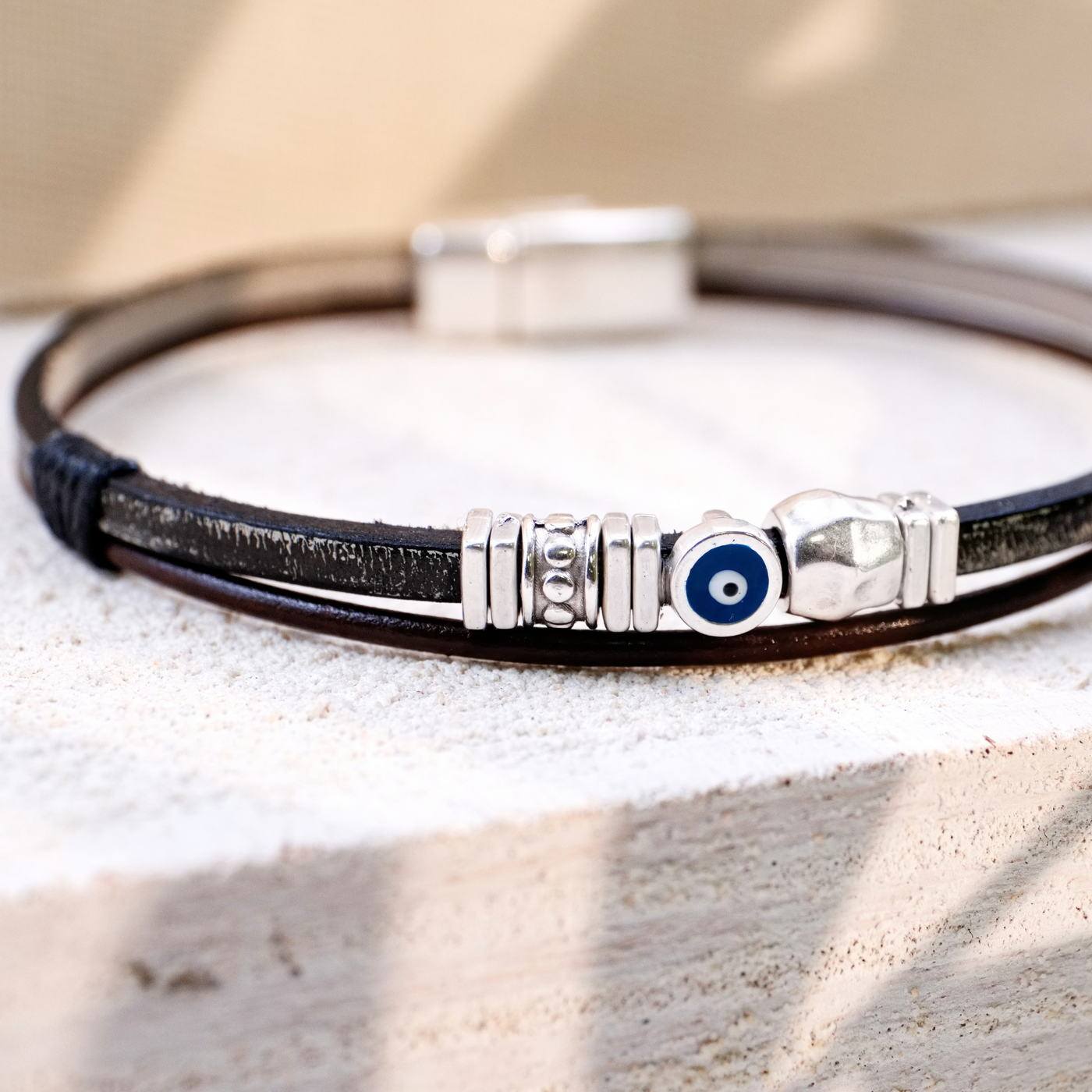 Evil Eye Leather Men's Bracelet — Bracelets from Toolittle — additional view 3