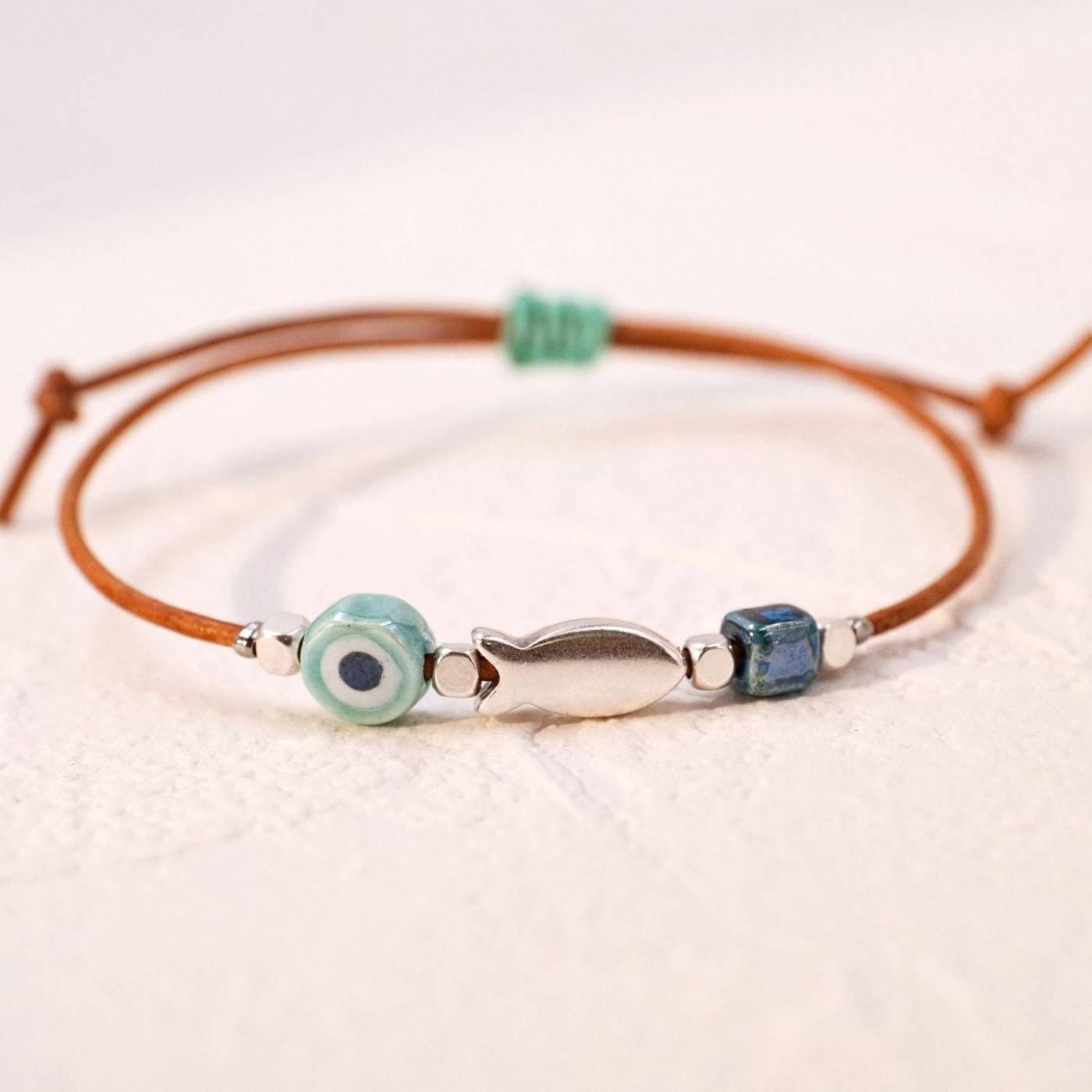 Makrame Bracelet with Ceramic Evil Eye — Bracelets from Toolittle — additional view 4