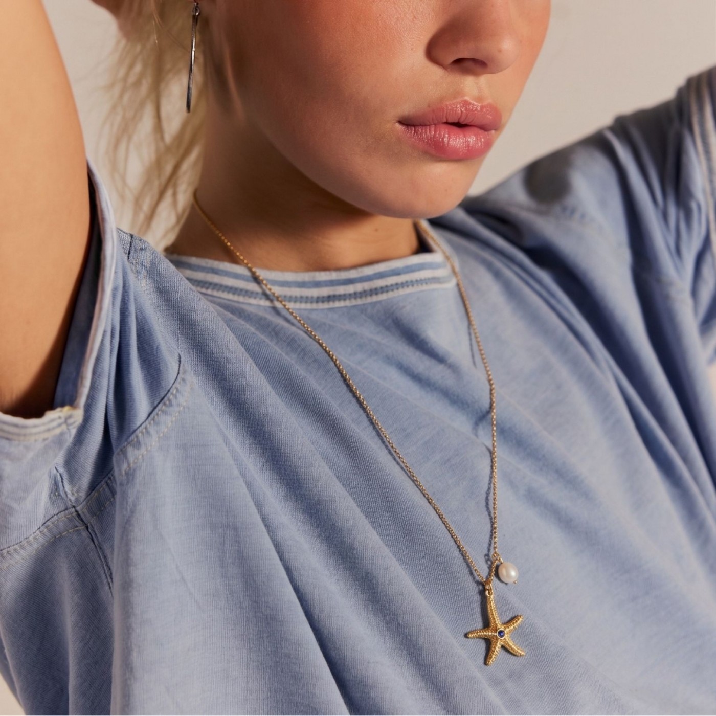 Stainless Steel Jewelry: Long Starfish Necklace — Necklaces from Toolittle — additional view 2