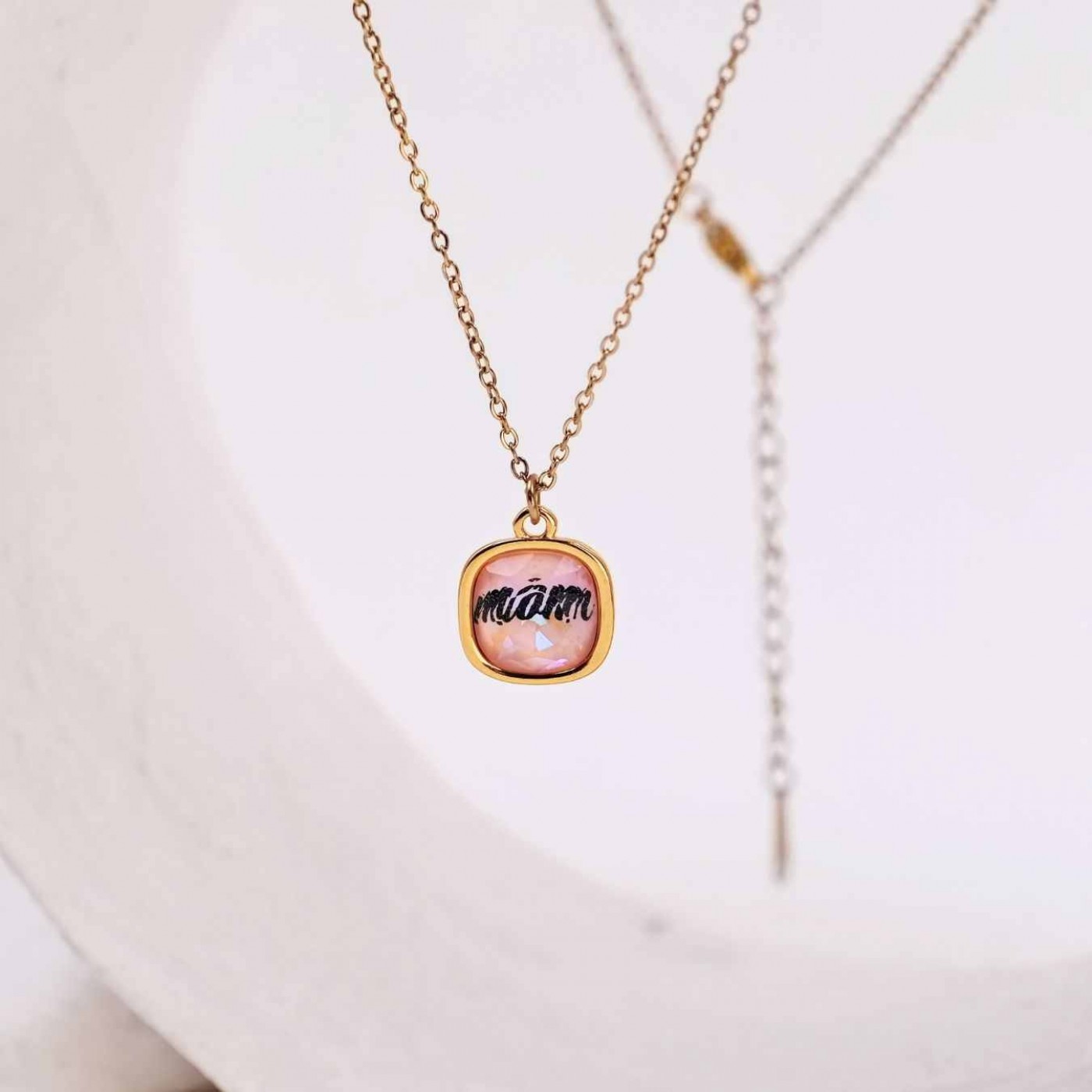 Mom Necklace: Swarovski Crystal with Engraving — Necklaces from Toolittle — additional view 2