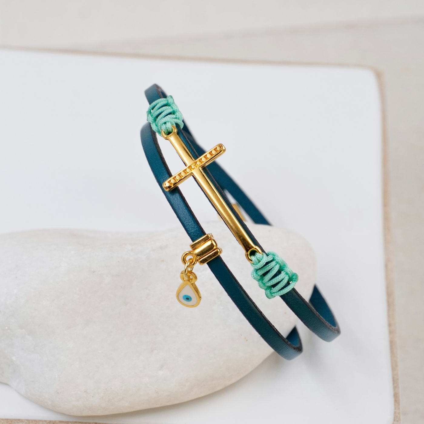 Cross Double-wrapped Leather Bracelet — Bracelets from Toolittle — additional view 2