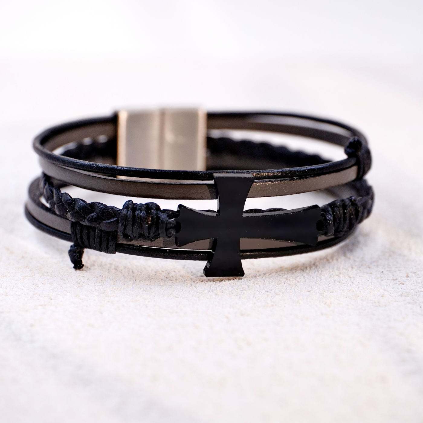 Cross Leather Men's Bracelet — Bracelets from Toolittle — additional view 3