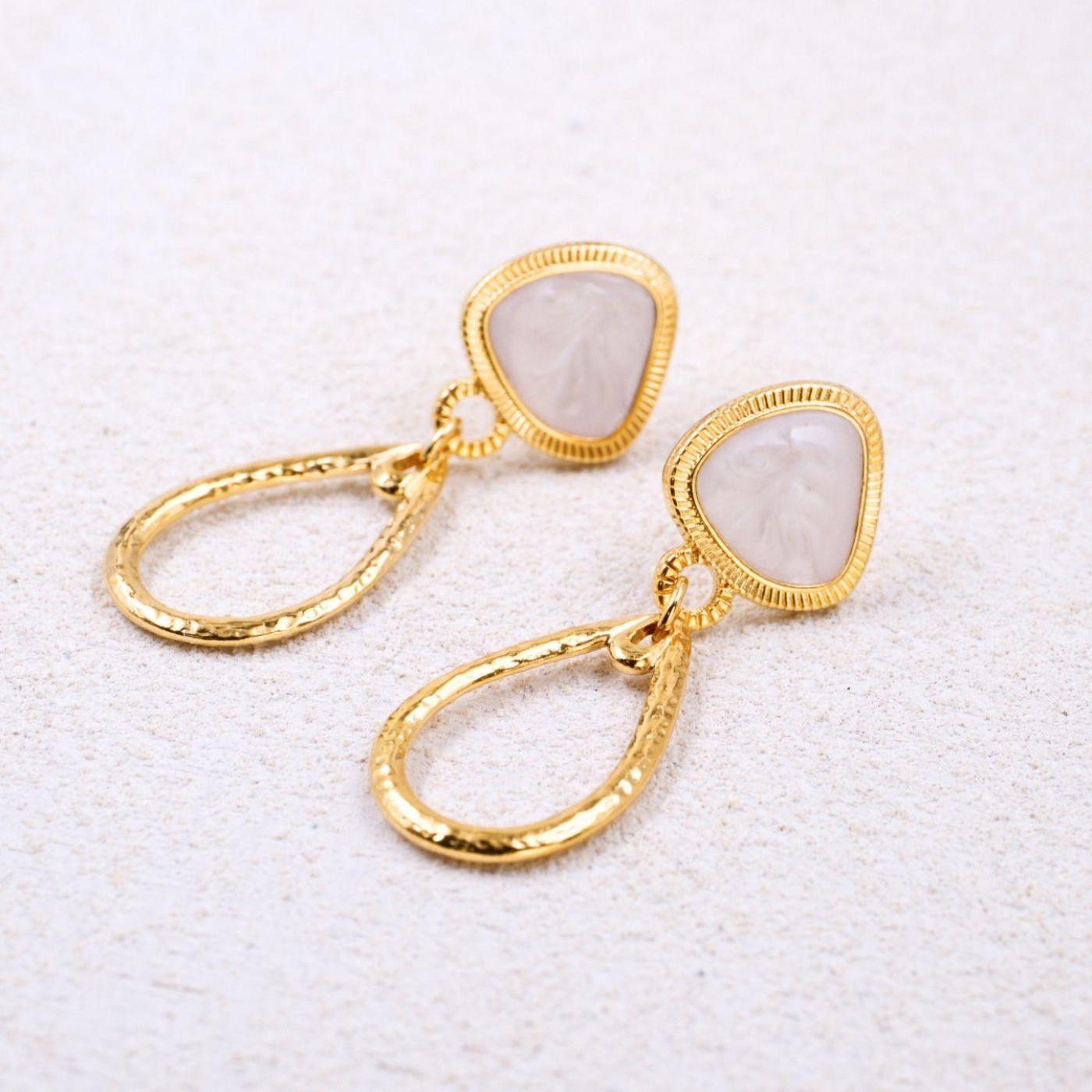 Teardrop Earrings - Gold Plated with Enamel — Earrings from Toolittle — additional view 3