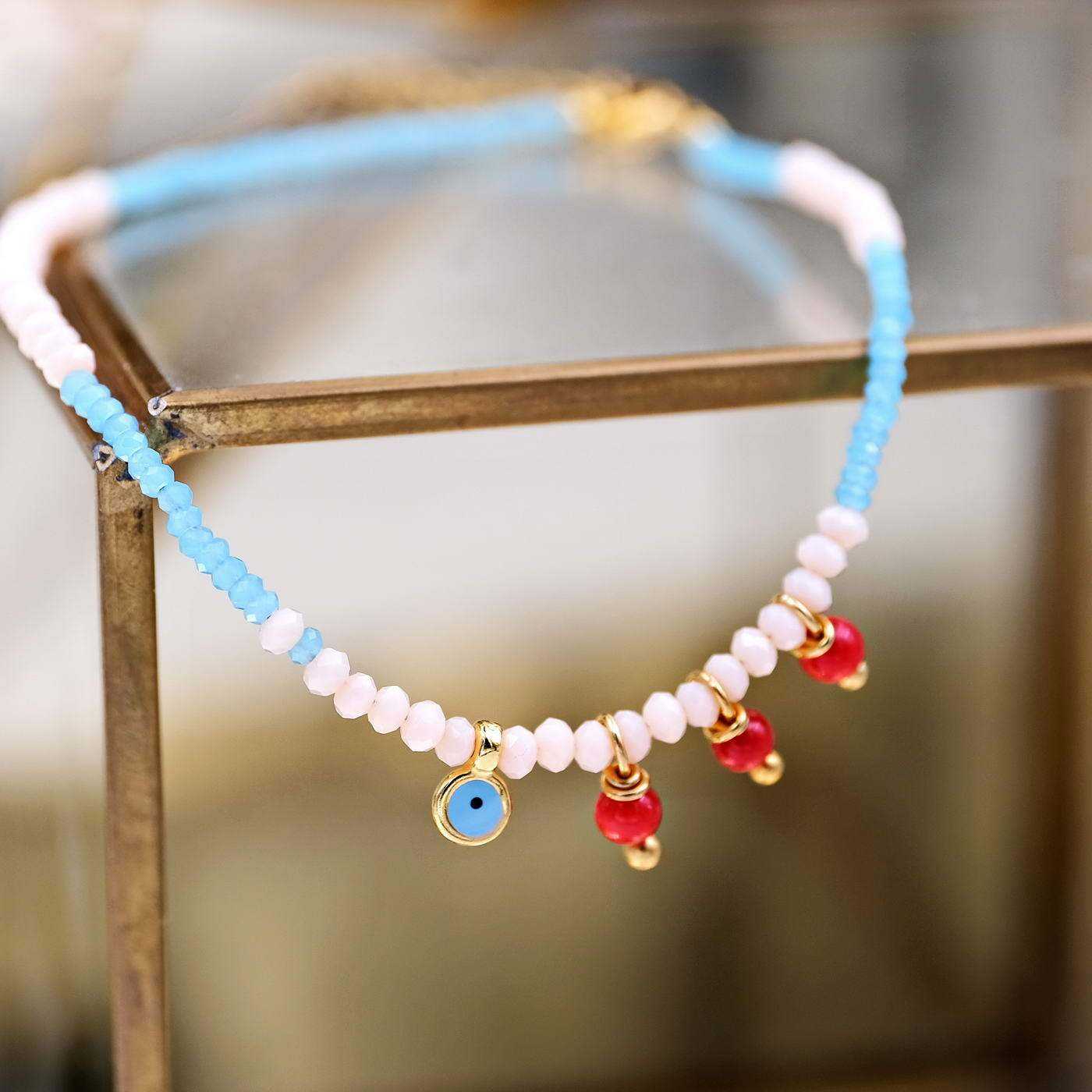 Boho Blue Anklet with tiny evil eye — Anklets from Toolittle — additional view 2