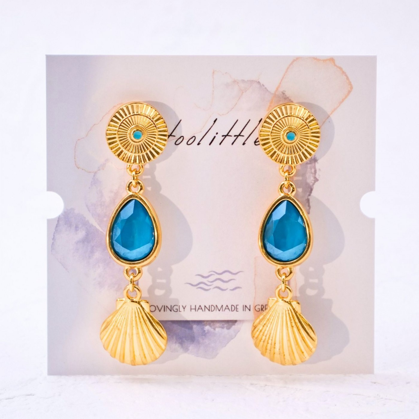 Sea Shell Earrings with Swarovski Crystals — Earrings from Toolittle — additional view 3