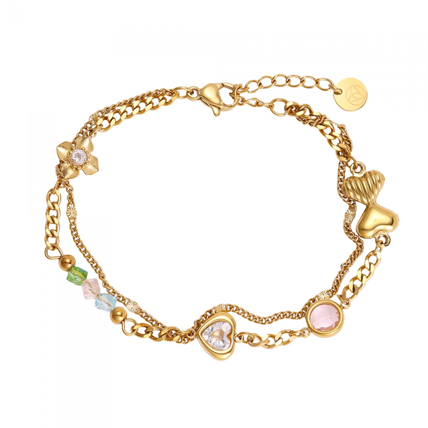 Stainless Steel Jewelry: Chain Bracelet with Hearts & Zircon — Bracelets from Toolittle — additional view 3