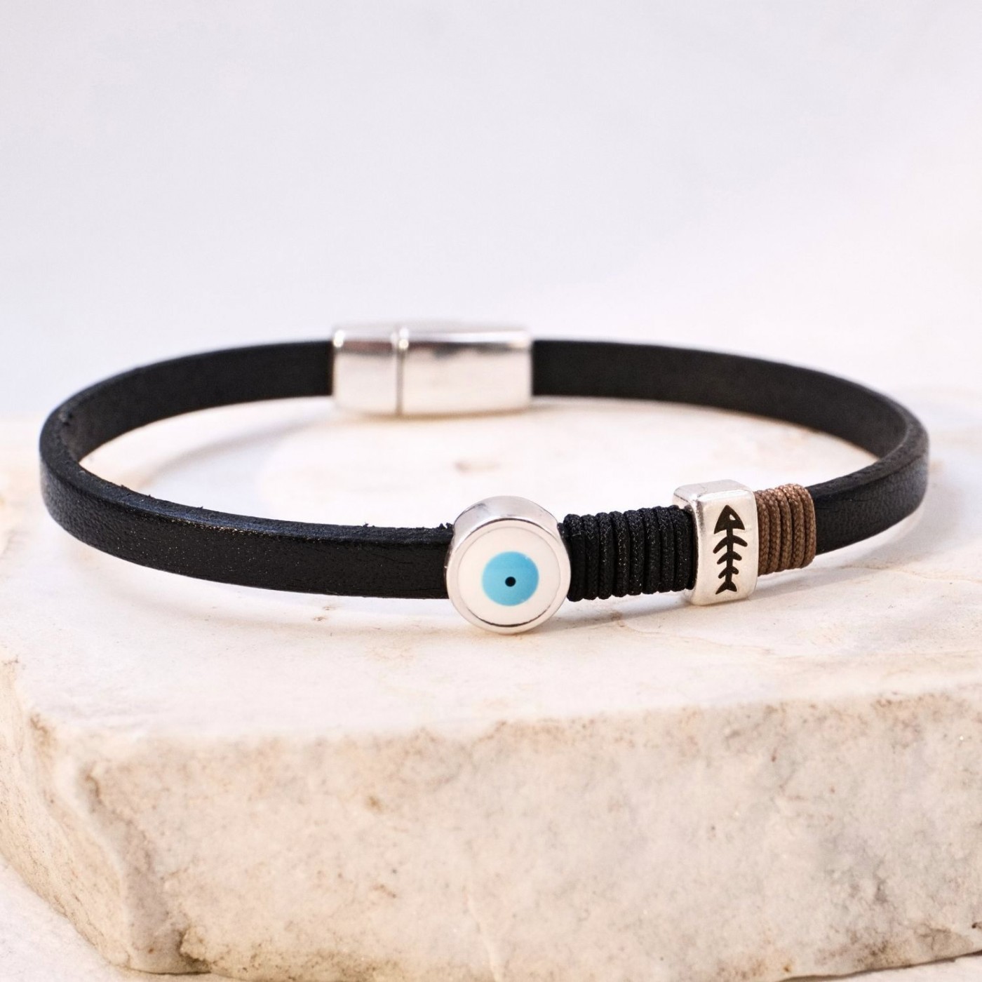 Evil Eye Leather Men's Bracelet — Bracelets from Toolittle — additional view 3